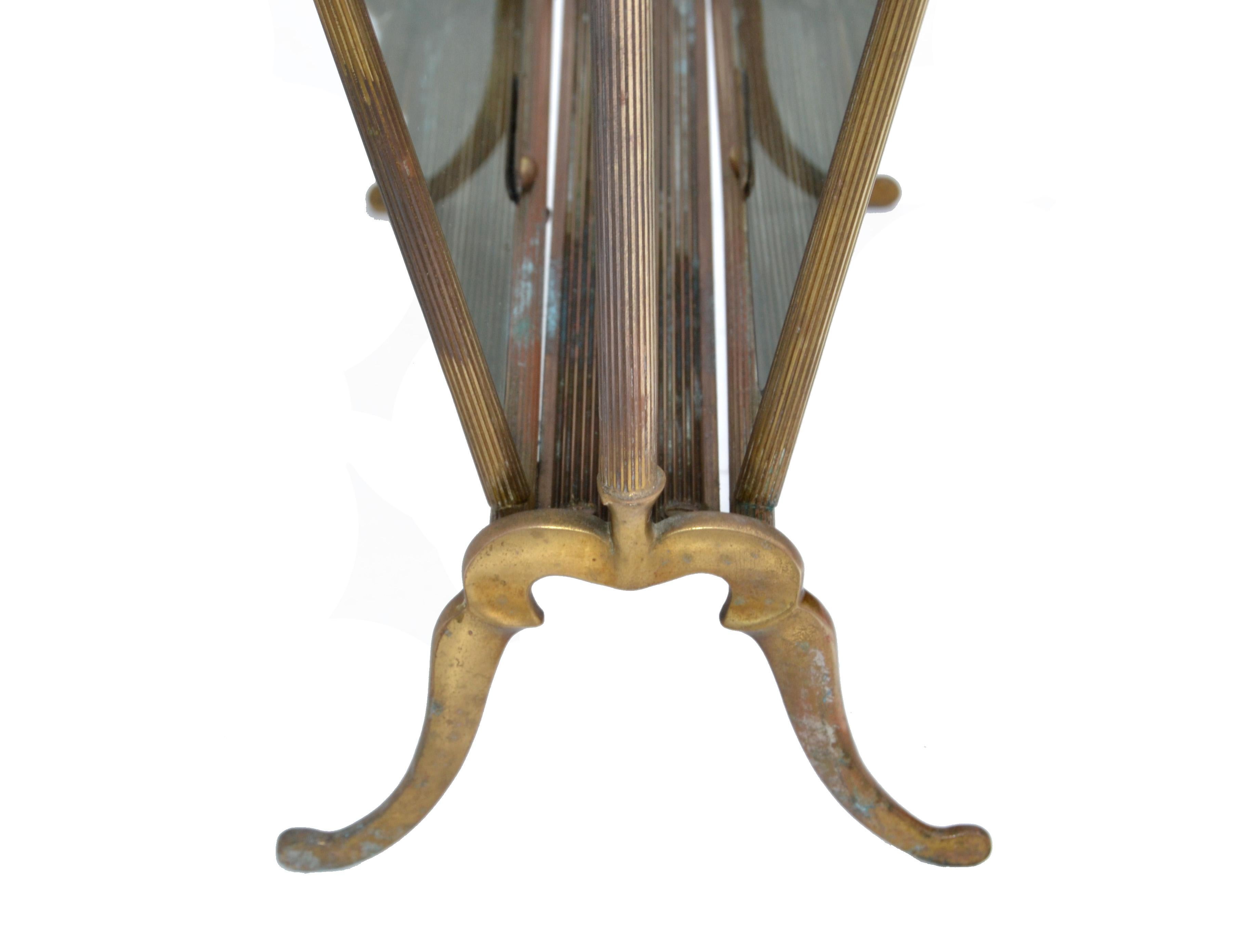 Jacques Adnet French Neoclassical Brass and Smoked Glass Magazine Rack For Sale 6