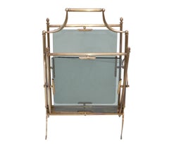 French Neoclassical Brass and Smoked Glass Magazine Rack
