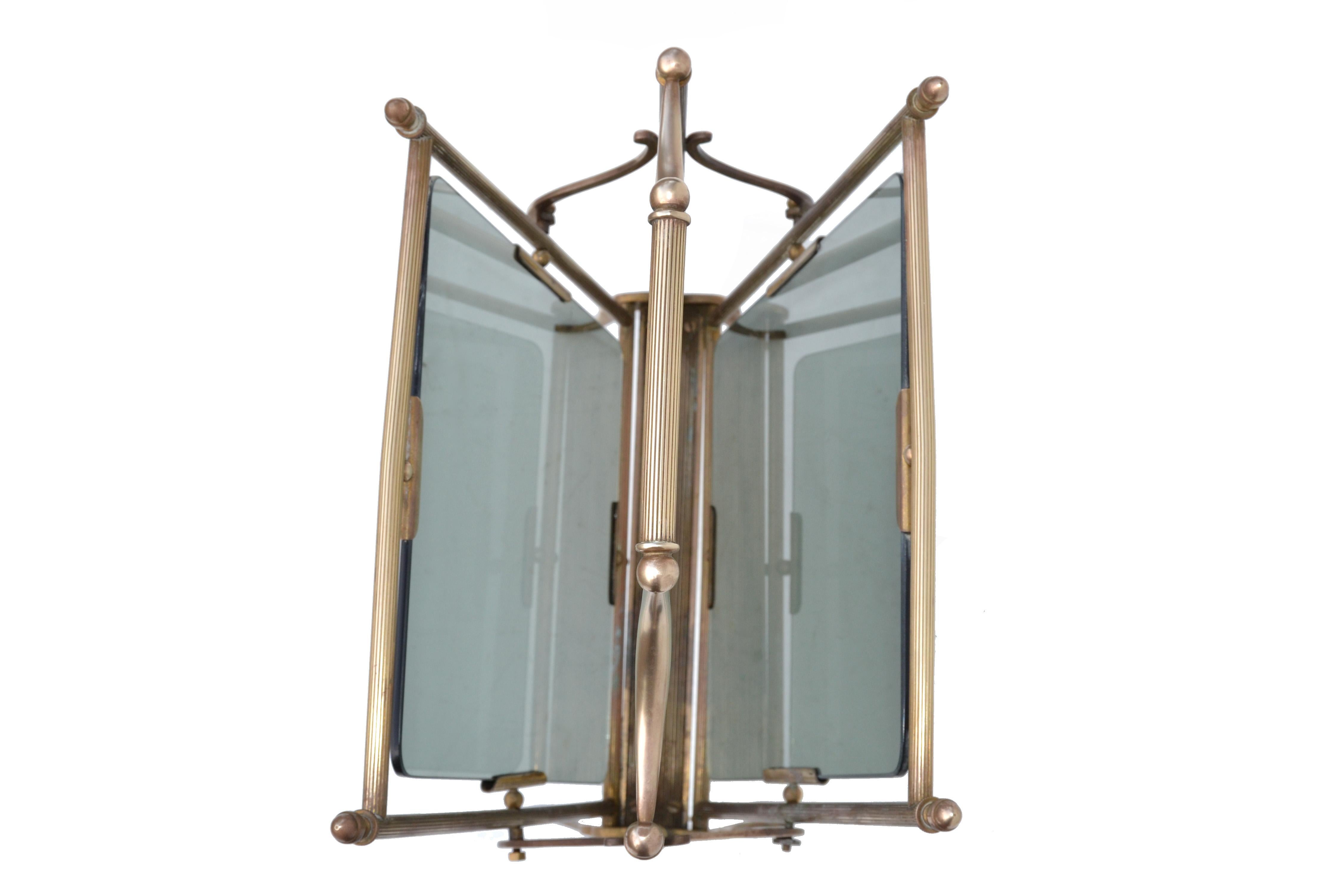 Jacques Adnet French Neoclassical Brass and Smoked Glass Magazine Rack For Sale 2