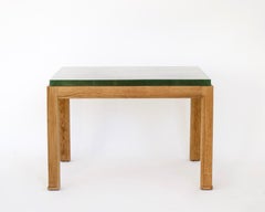 Jacques Adnet French Oak and St Gobain Verre Eglosime Side or End Table