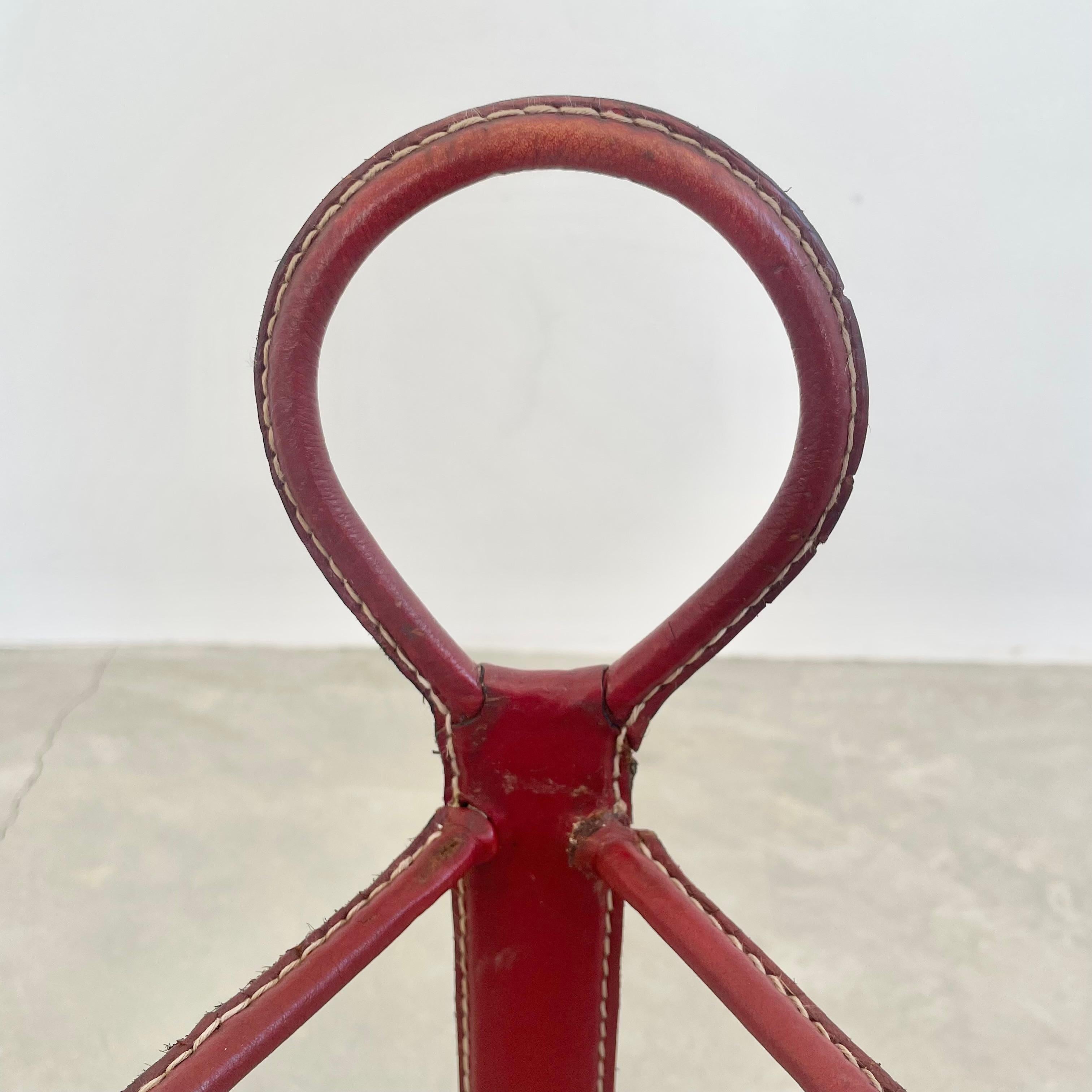 Jacques Adnet Leather Side Table and Catchall, 1950s 4