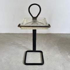 Jacques Adnet French Side Table and Catchall, 1950s
