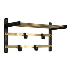 Retro Jacques Adnet French Wall Leather Coat Rack, 1950s