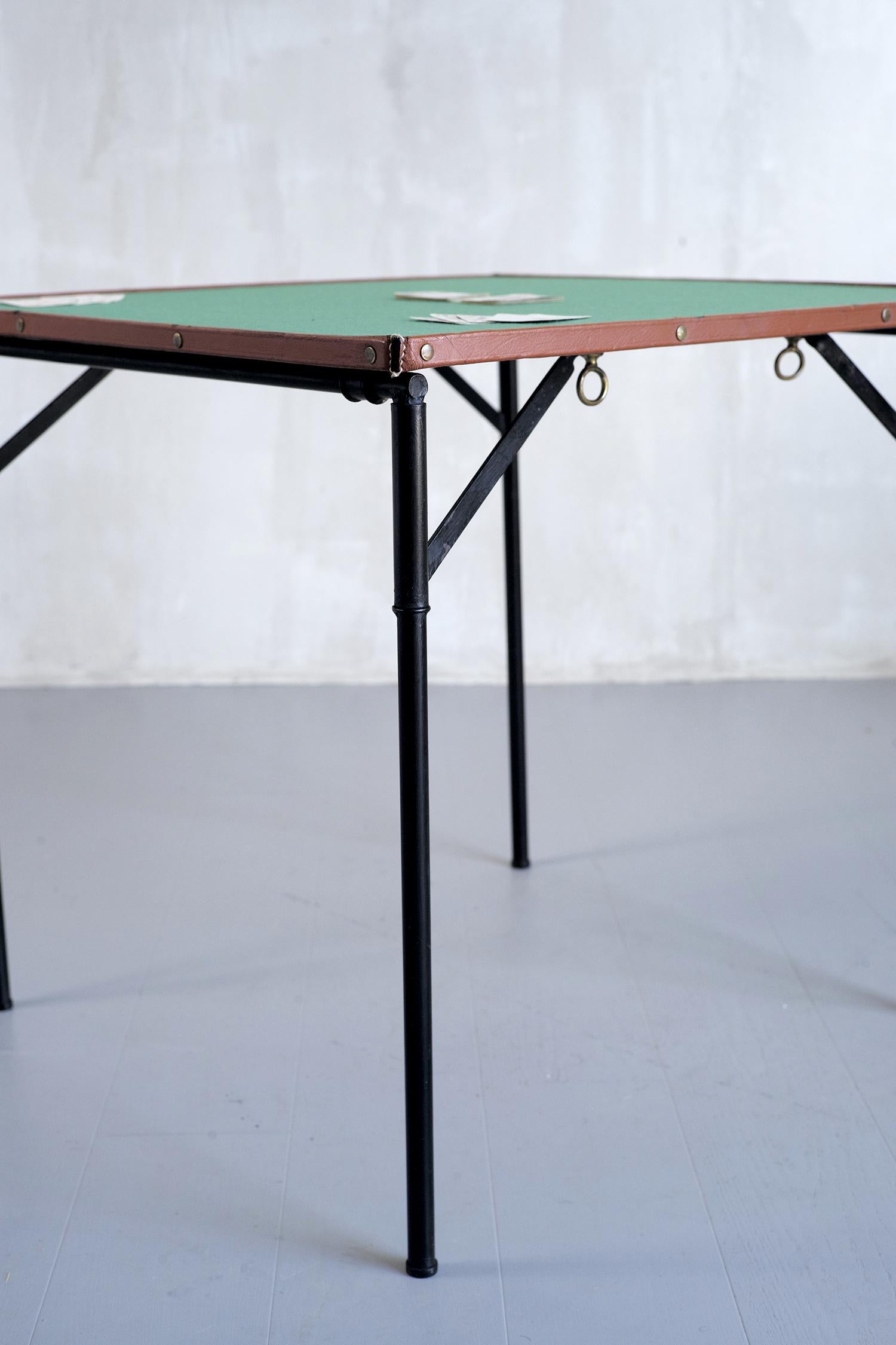 Metal Jacques Adnet, Game Table, France, 1950 For Sale