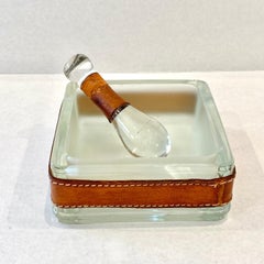 Jacques Adnet Glass Ashtray with Snuffer
