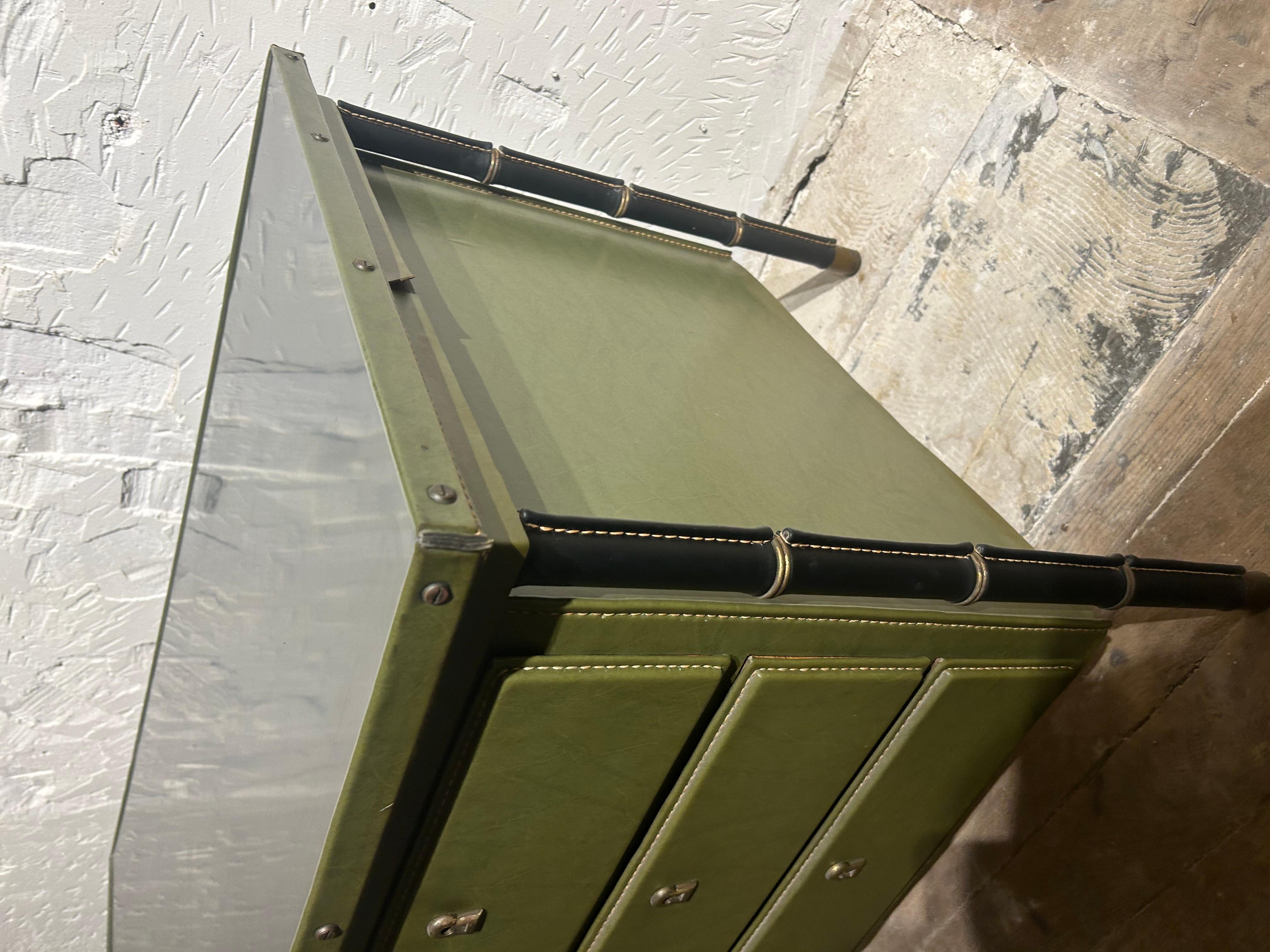 Carved Jacques Adnet Desk, 1950’s For Sale