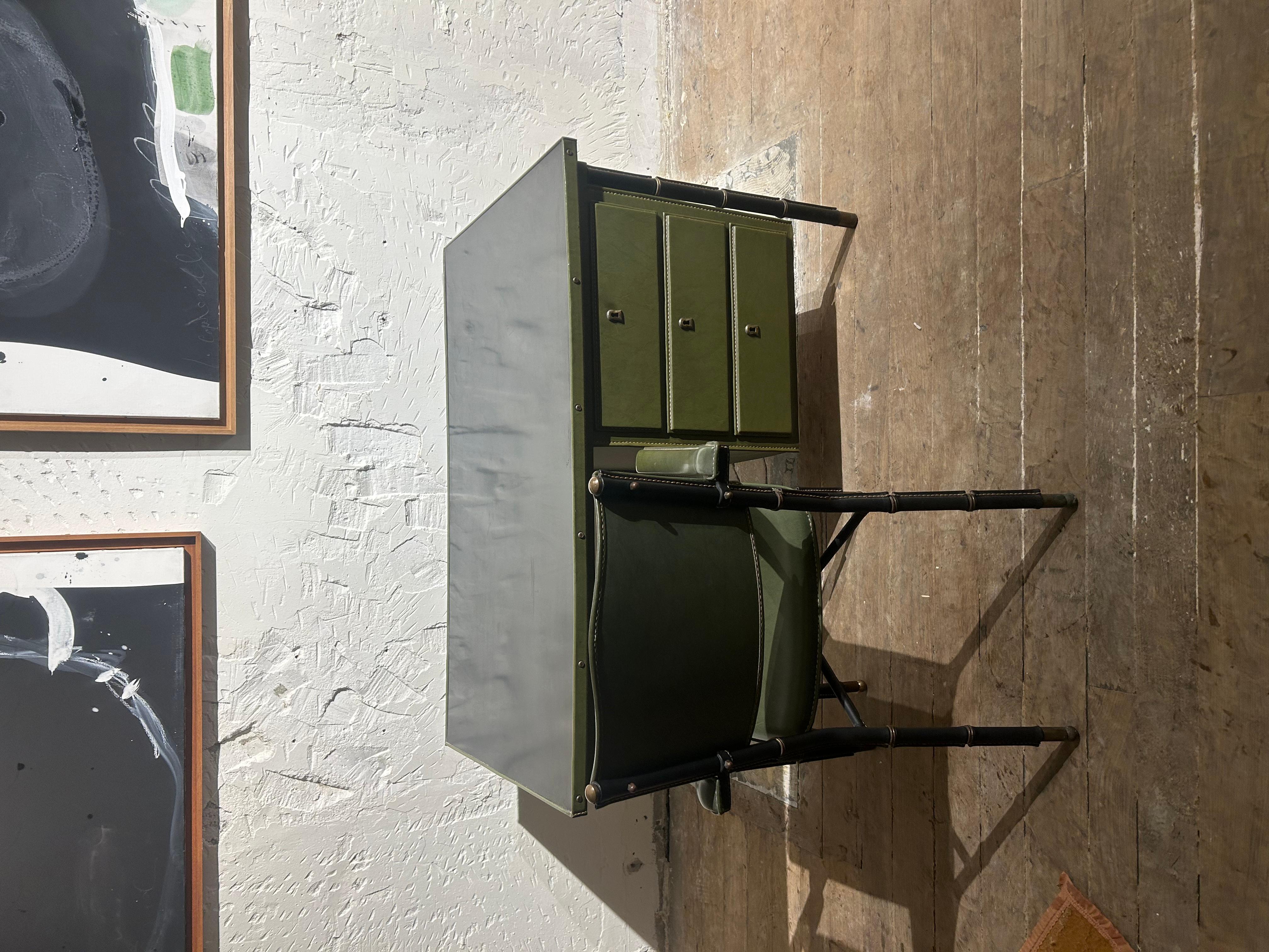 Leather Jacques Adnet Desk, 1950’s For Sale