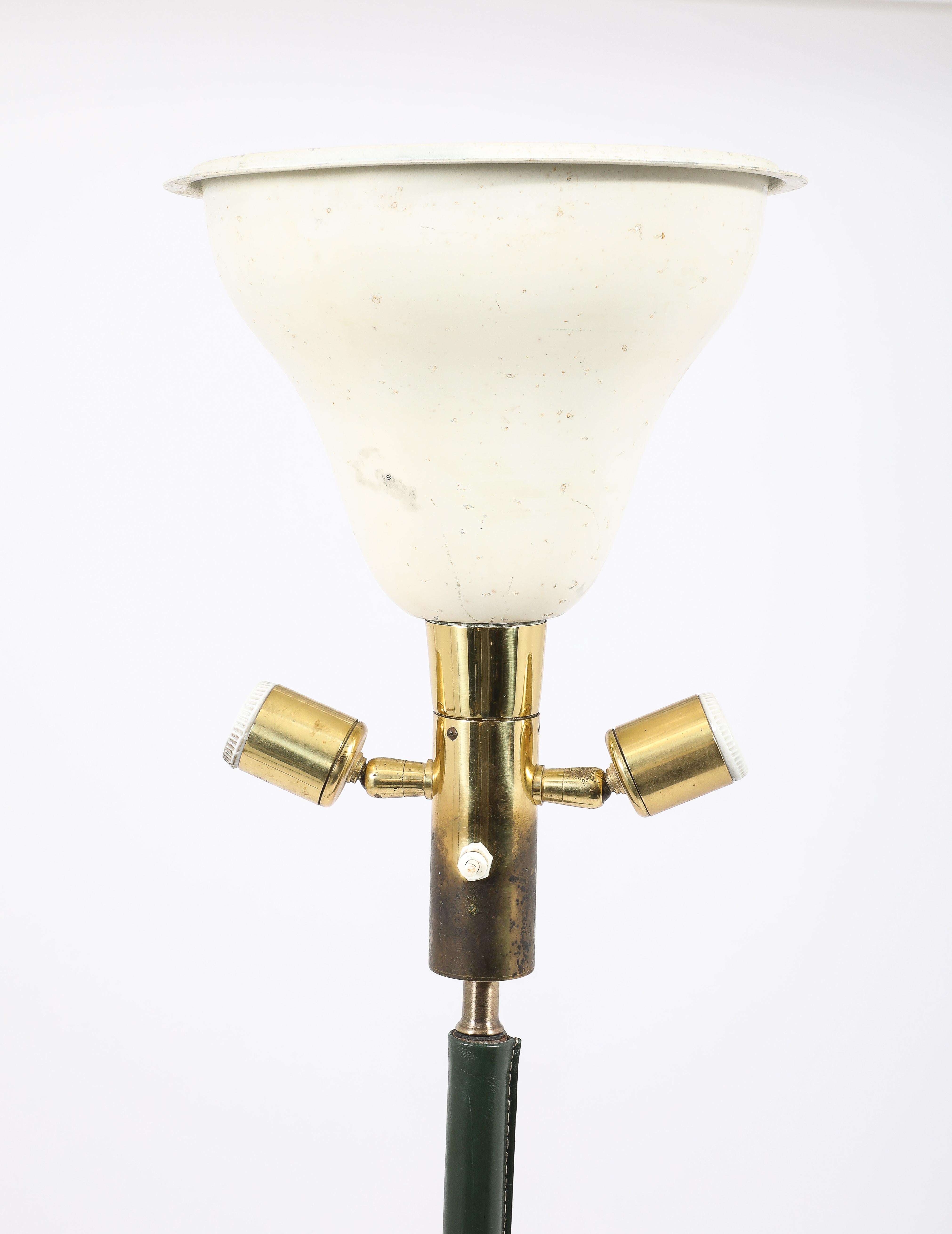 Lámpara de pie Jacques Adnet Verde, Francia Años 50 en venta 8