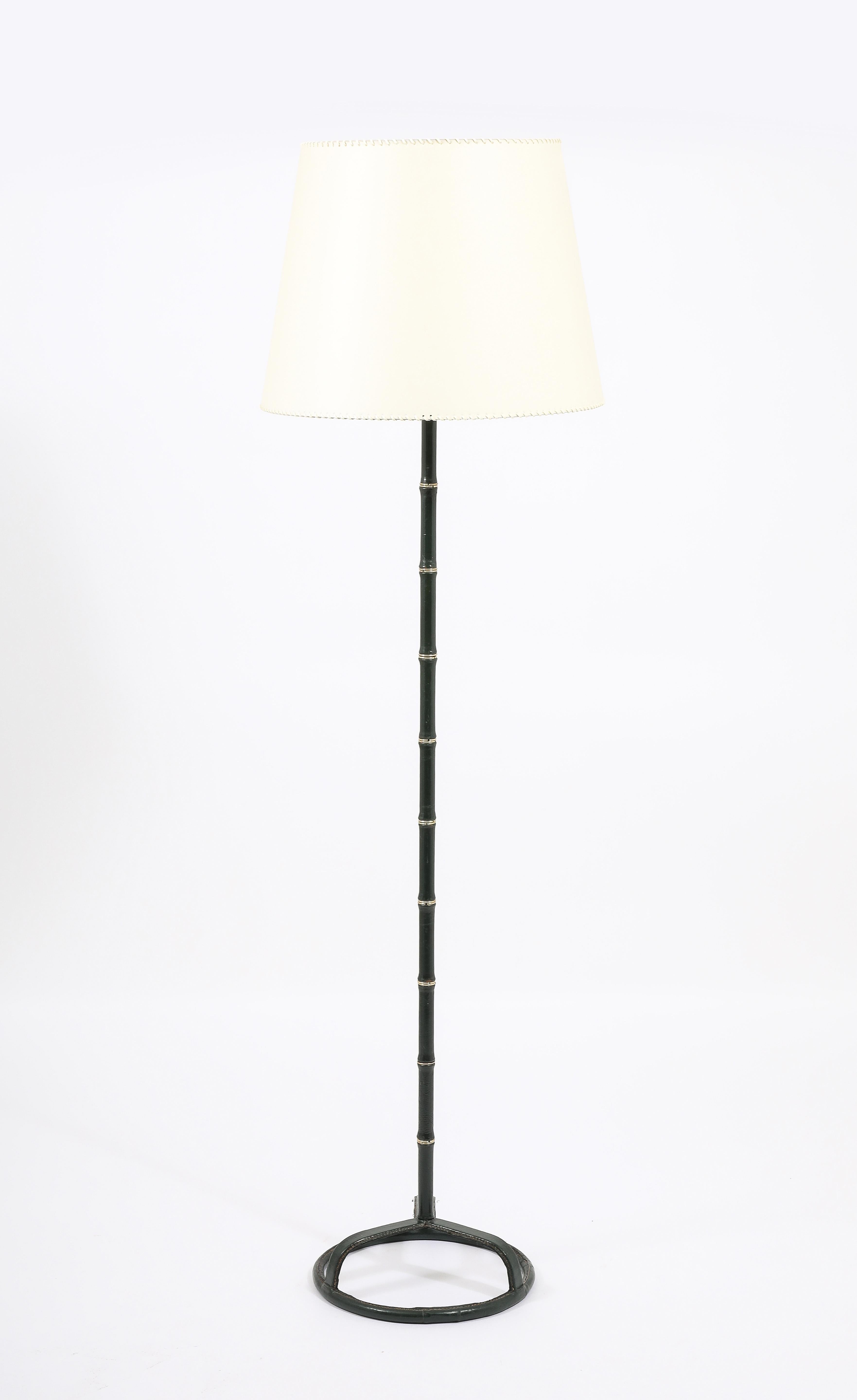 Lámpara de pie Jacques Adnet Verde, Francia Años 50 en venta 1