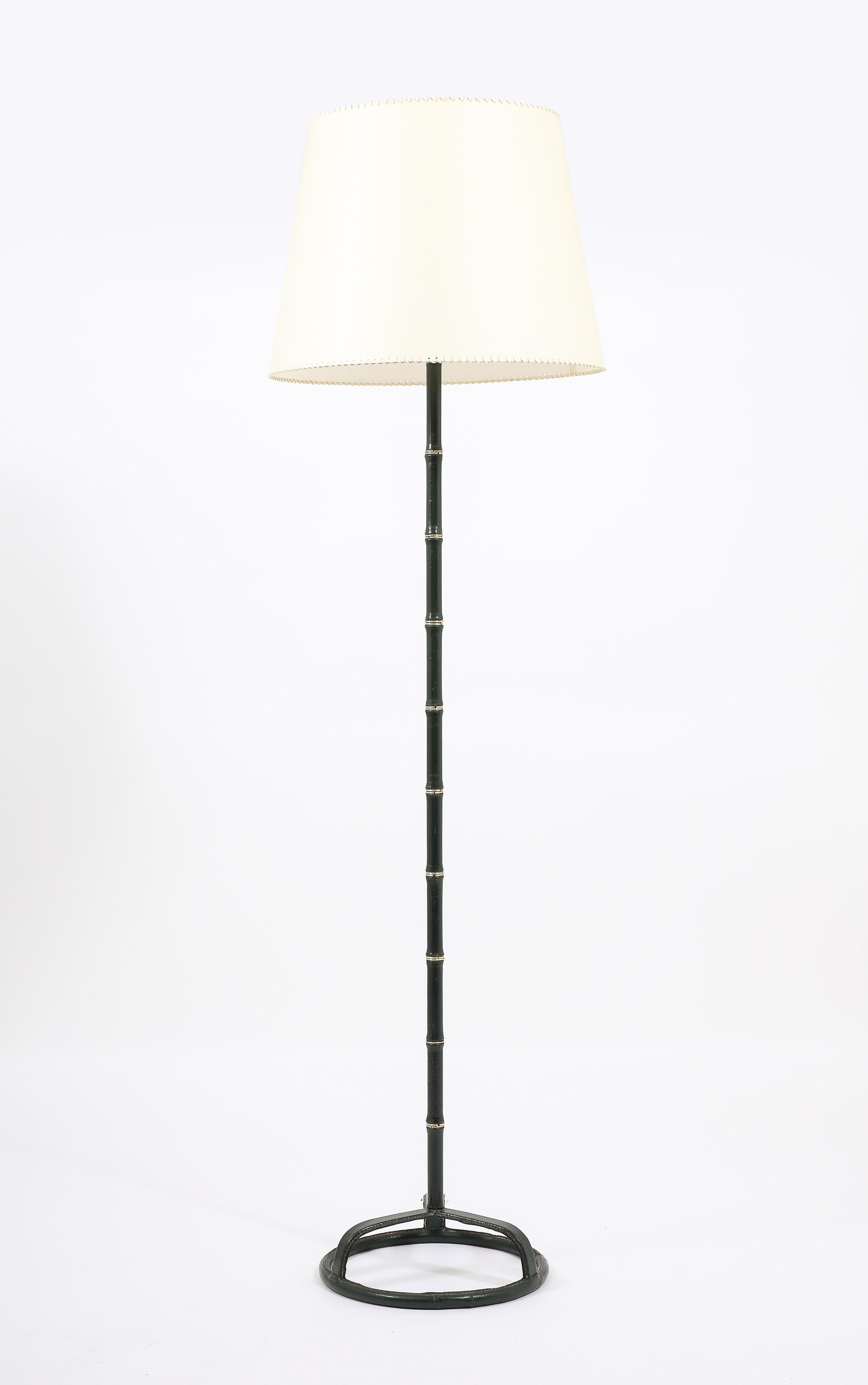 Lámpara de pie Jacques Adnet Verde, Francia Años 50 en venta 2