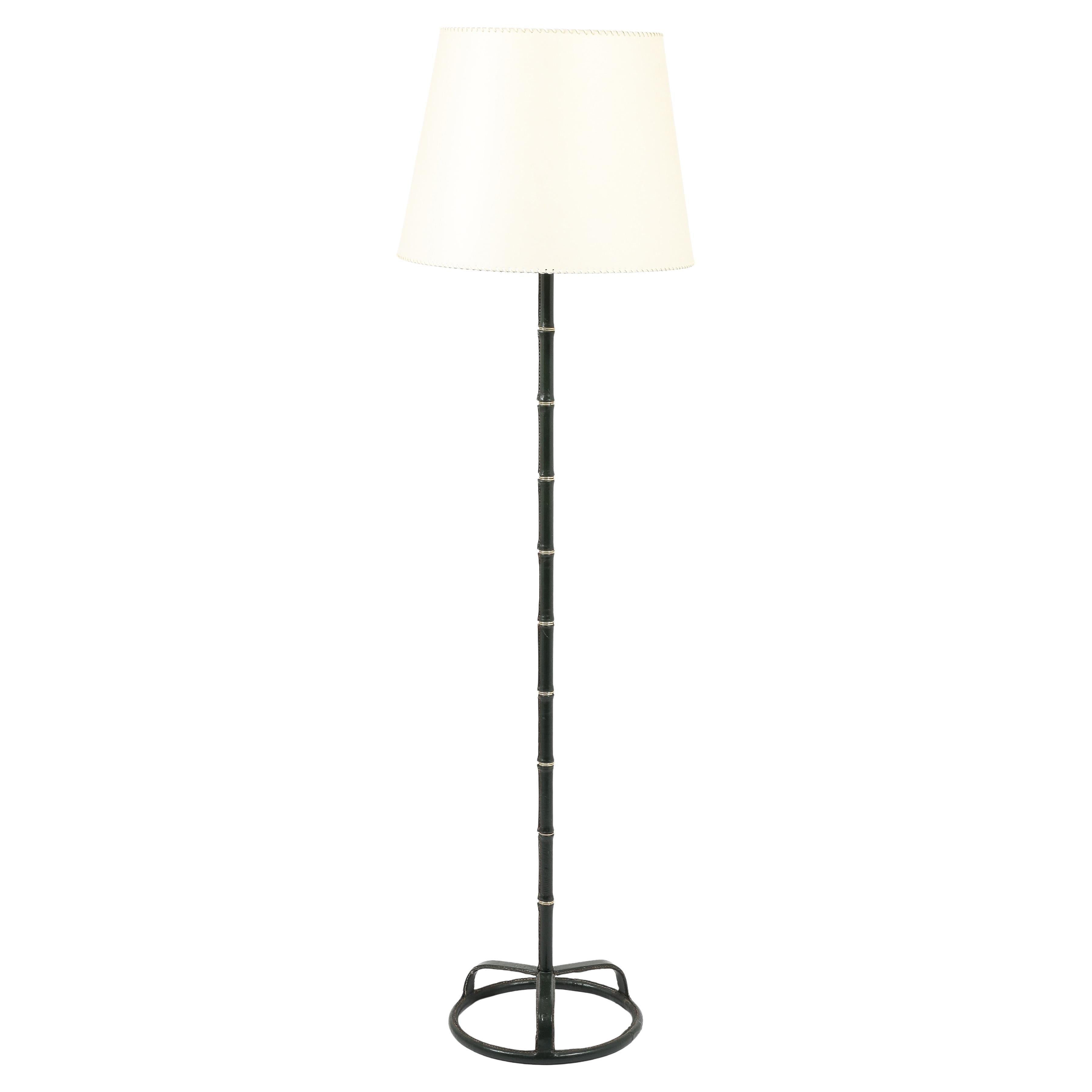 Jacques Adnet Green Floor Lamp, France 1950's