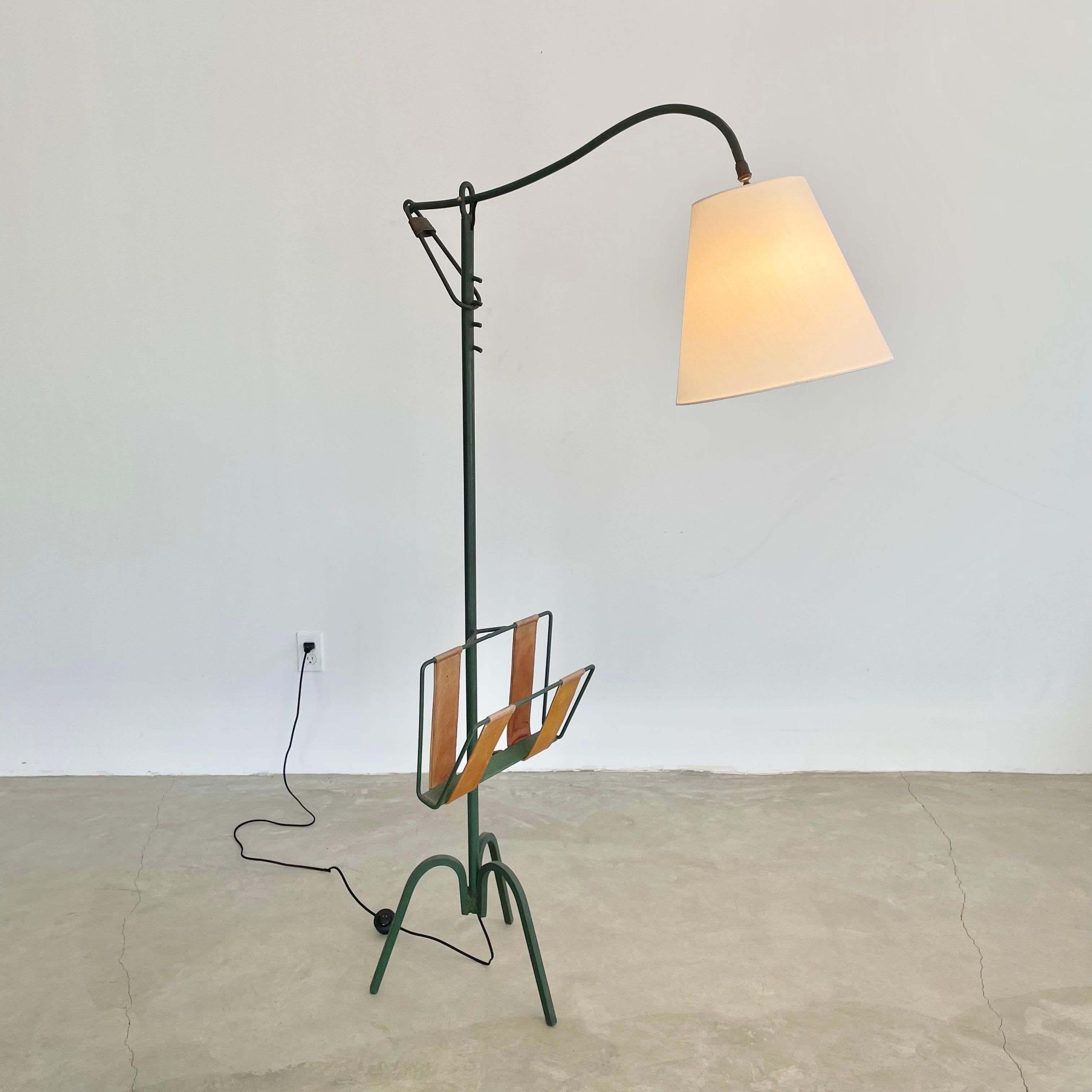 Adjustable Iron Floor Lamp in the style of Jacques Adnet, 1950s France For Sale 7