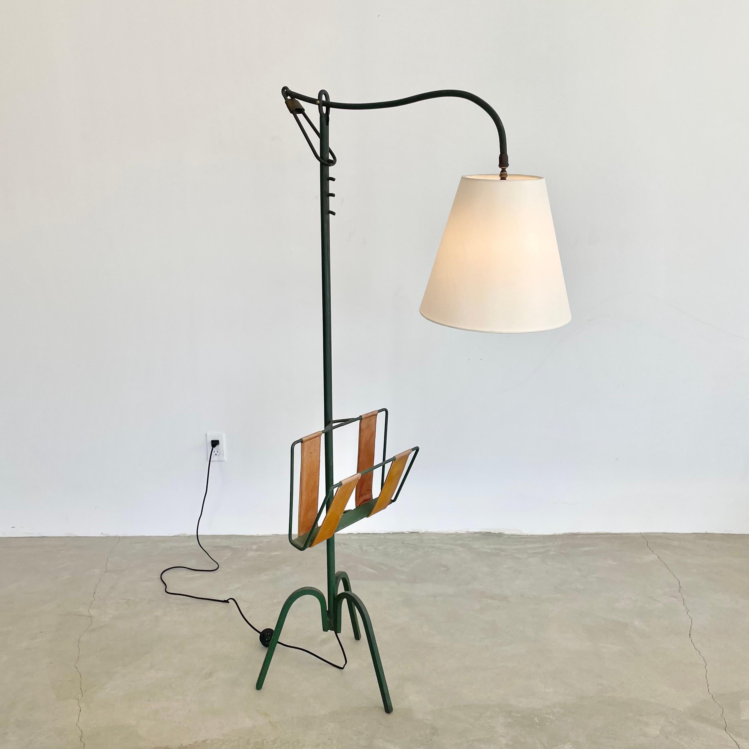 Adjustable Iron Floor Lamp in the style of Jacques Adnet, 1950s France For Sale 8
