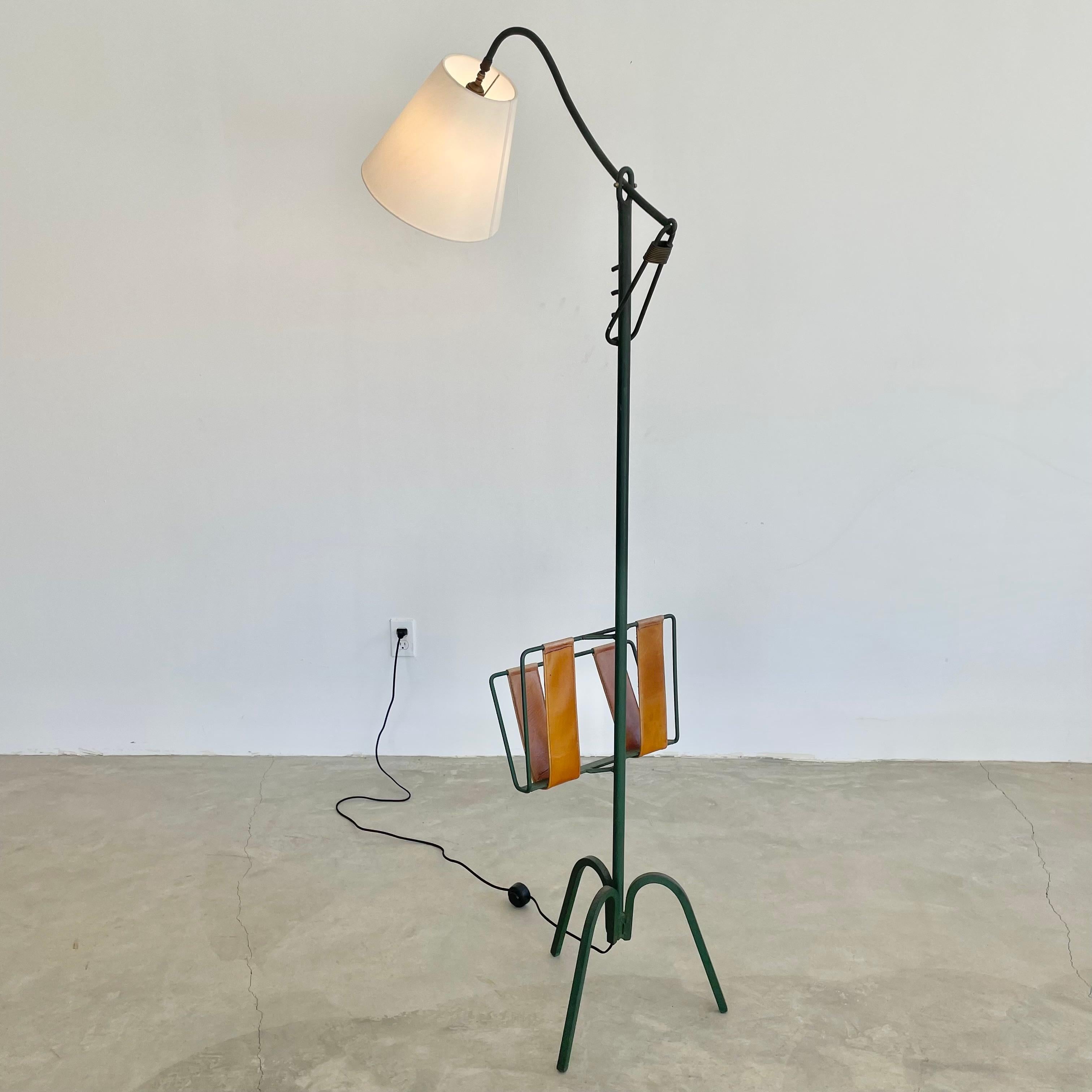 Adjustable Iron Floor Lamp in the style of Jacques Adnet, 1950s France For Sale 9