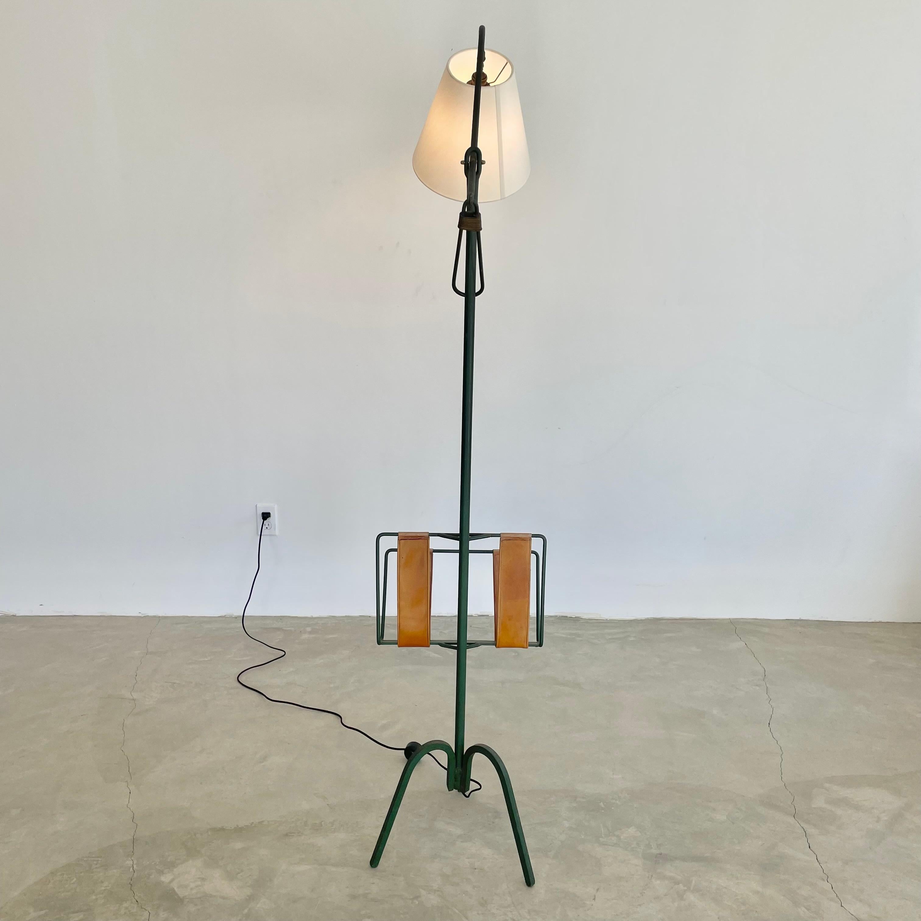 Adjustable Iron Floor Lamp in the style of Jacques Adnet, 1950s France For Sale 10