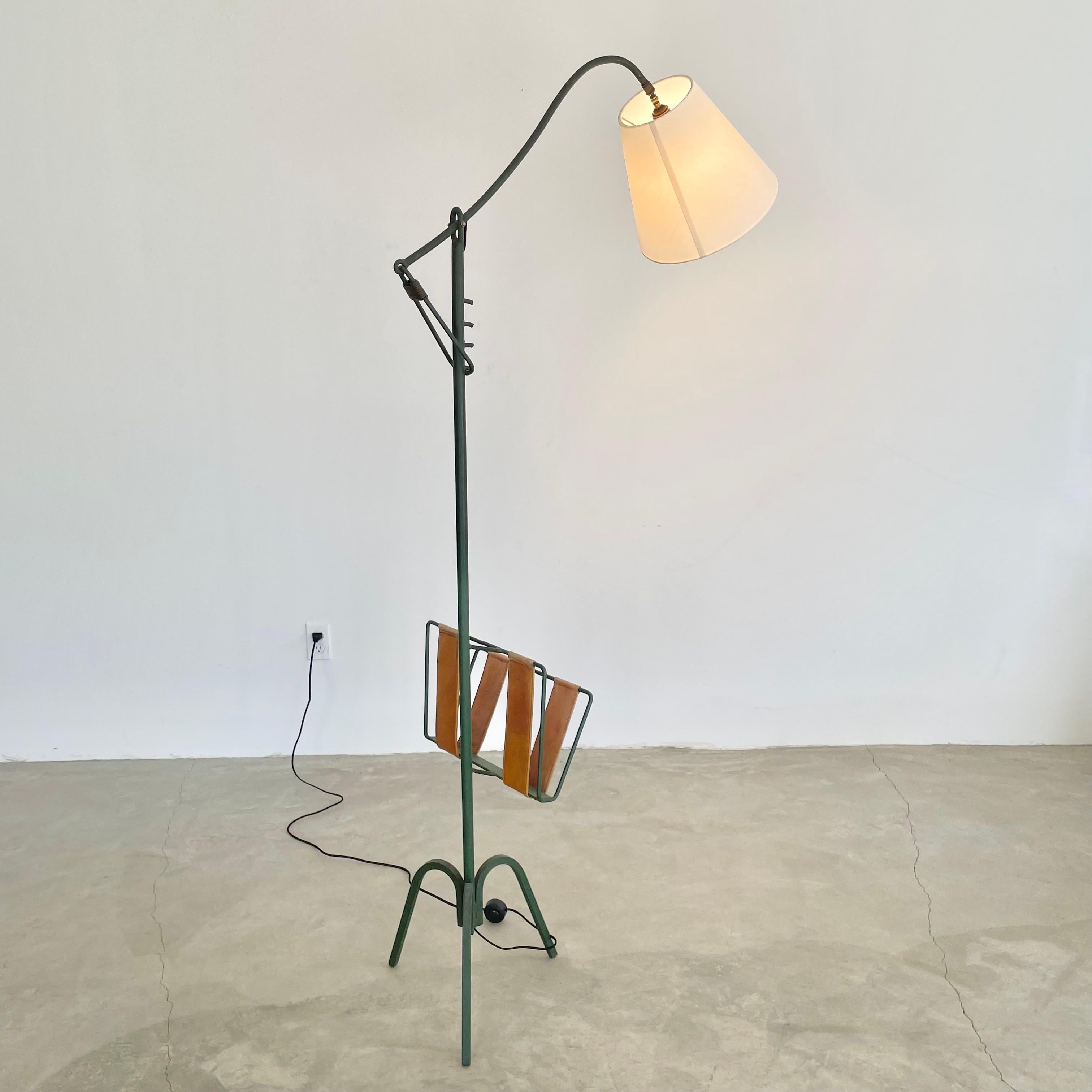 Adjustable Iron Floor Lamp in the style of Jacques Adnet, 1950s France For Sale 11
