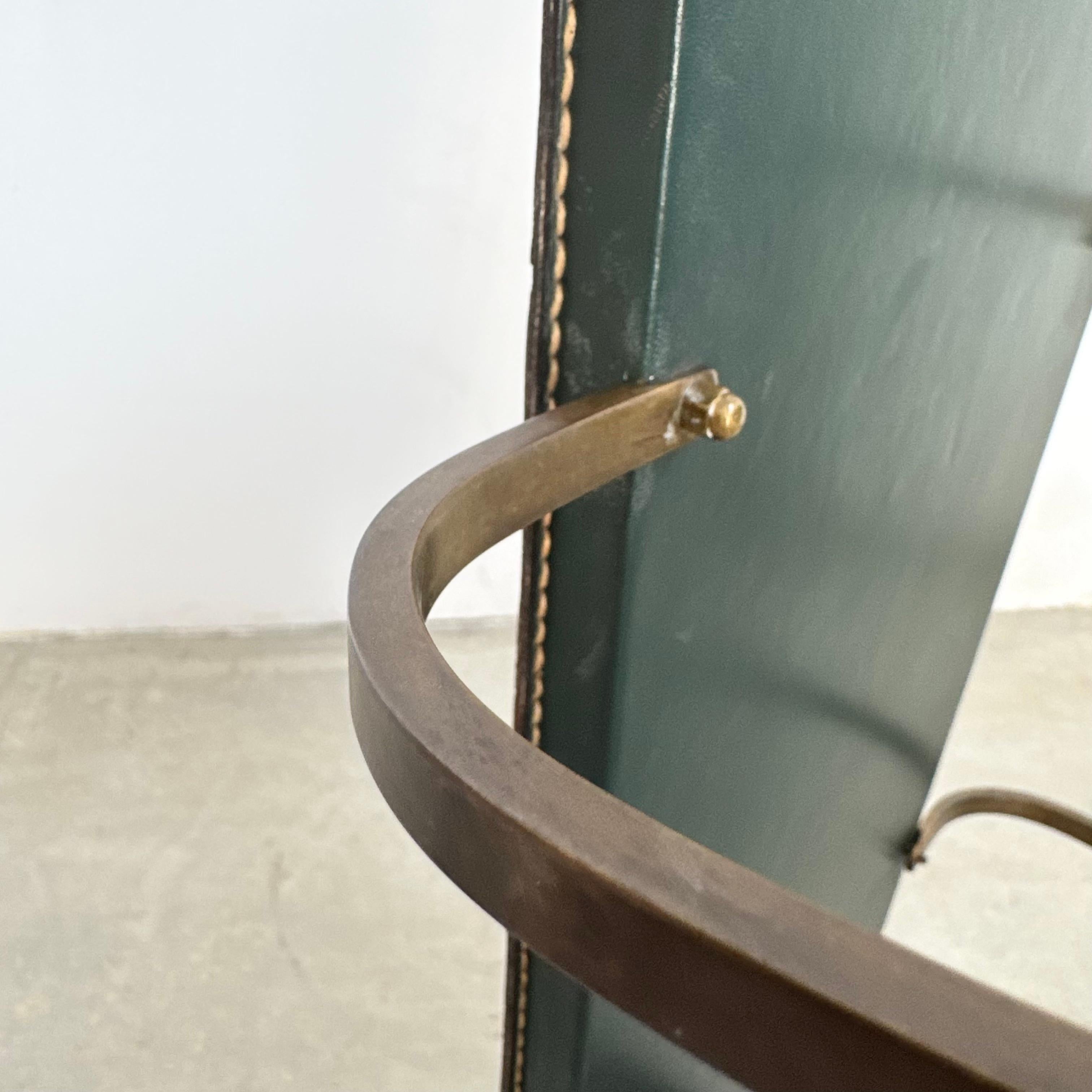 Jacques Adnet Green Leather Umbrella Stand, 1950s France For Sale 5