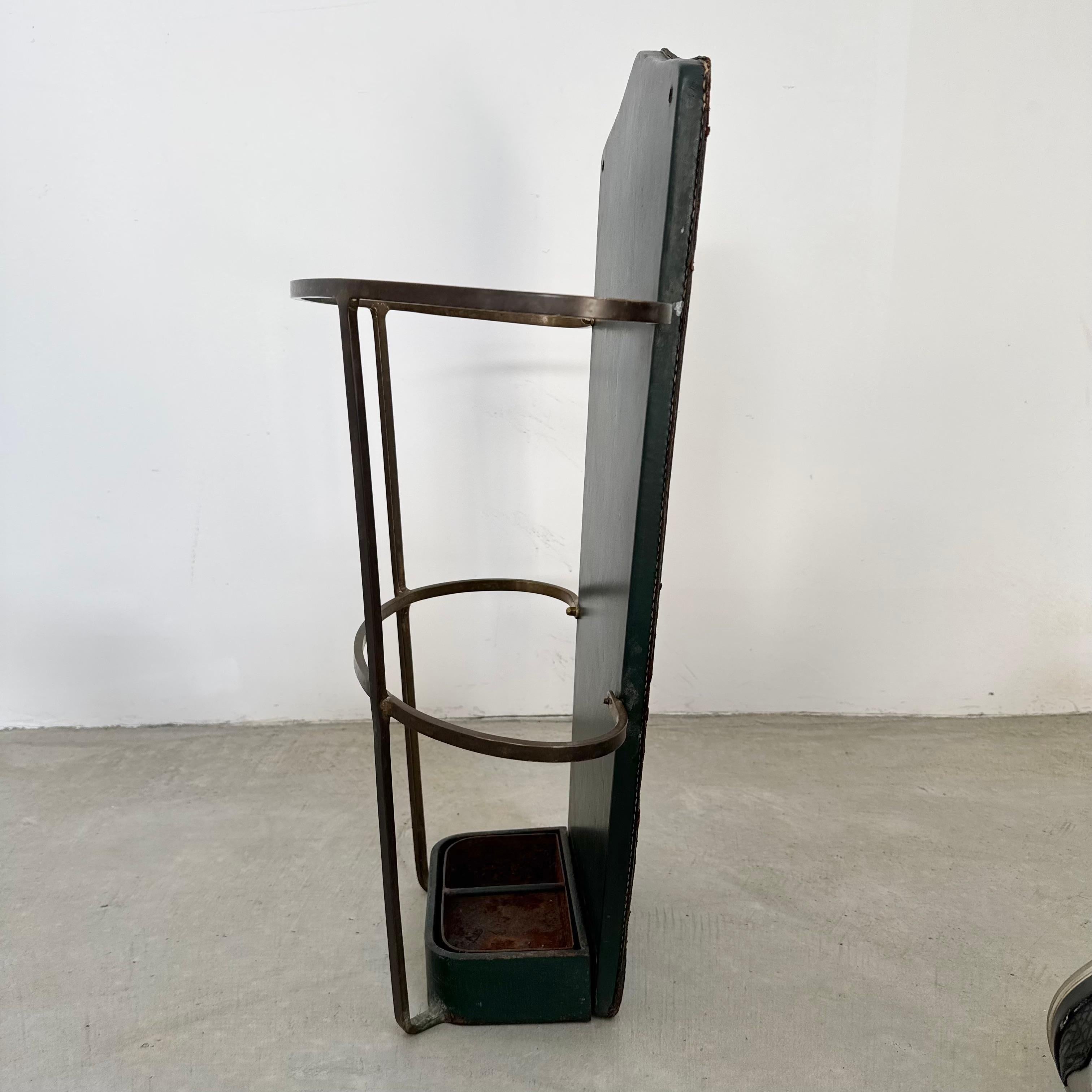 Jacques Adnet Green Leather Umbrella Stand, 1950s France For Sale 2