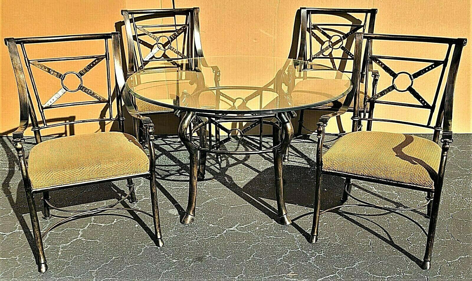20th Century Jacques Adnet Hermes Style Iron Equestrian Dining Set For Sale