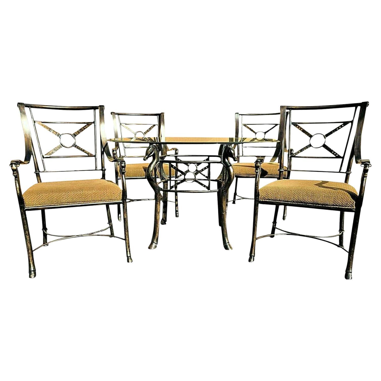 Jacques Adnet Hermes Style Iron Equestrian Dining Set For Sale