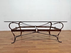 Jacques Adnet Hermes Style Tromp L'Oeil Equestrian Strap Coffee Table