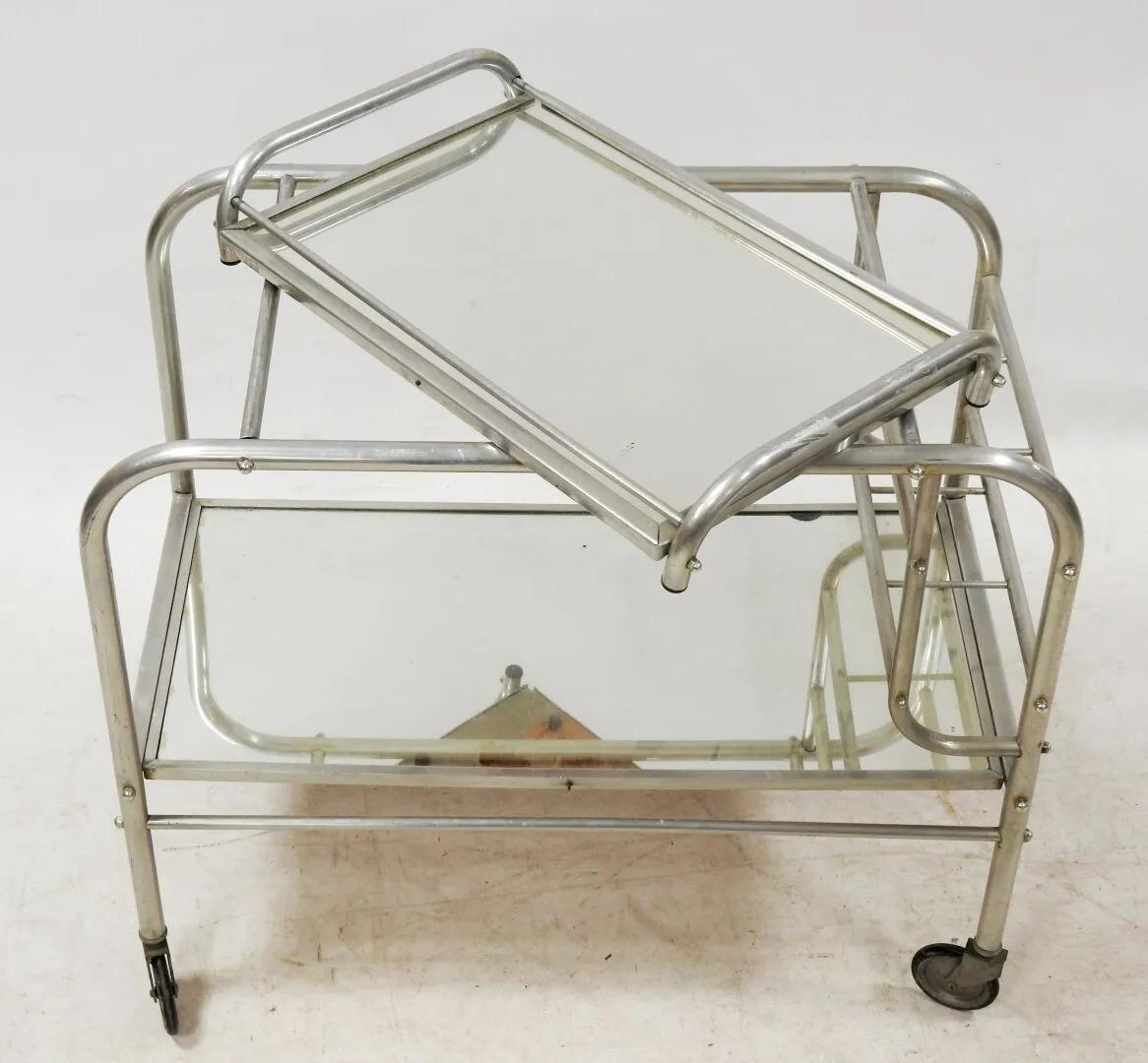 Mid-20th Century Jacques Adnet 'in the Style of' with 2 Trolleys That Can Make Pair, circa 1930 For Sale
