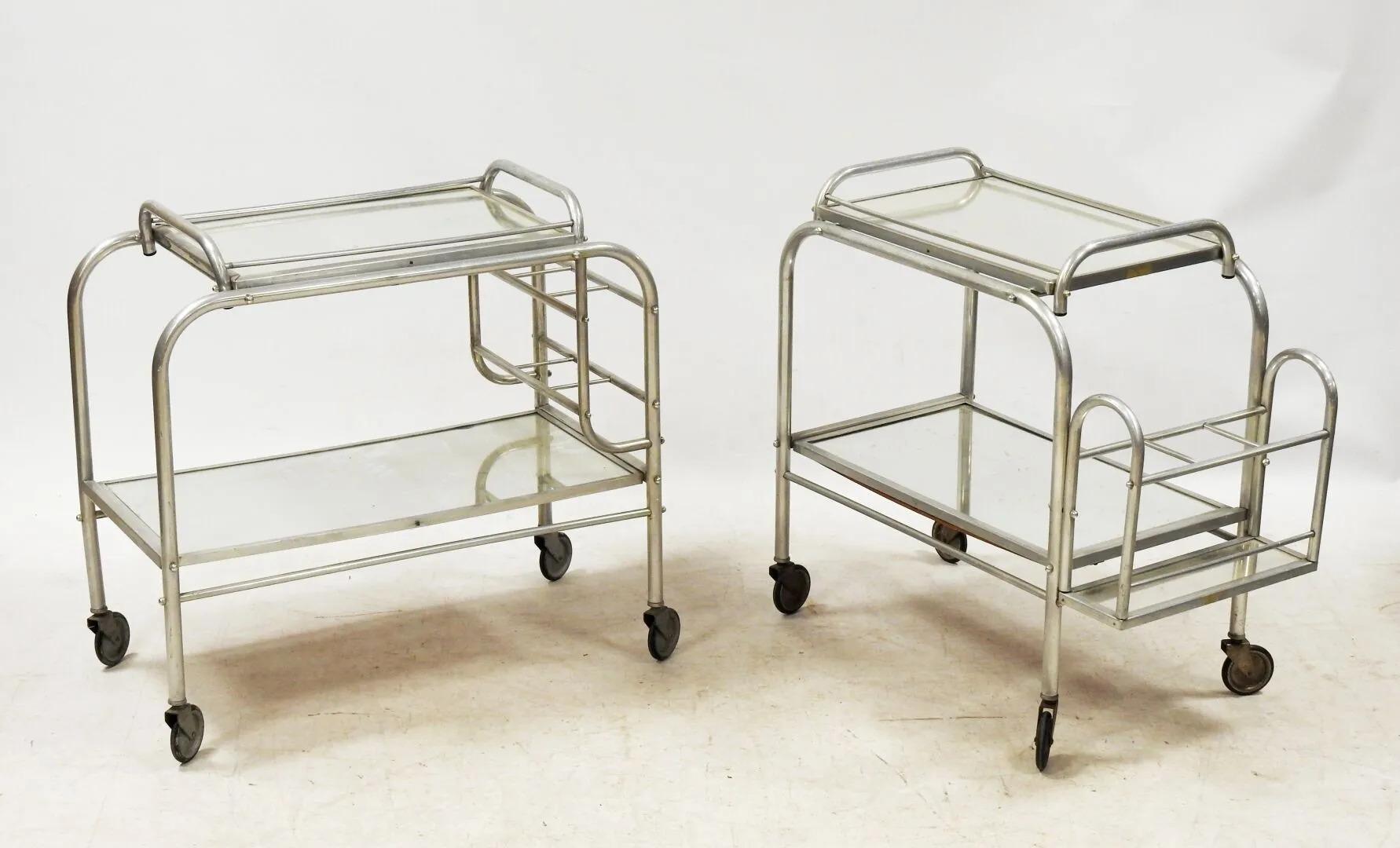 Jacques Adnet 'in the Style of' with 2 Trolleys That Can Make Pair, circa 1930 For Sale 1