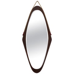 Jacques Adnet Inspired Mid-Century Italian Mirror Jacques Adnet Inspired Mid-Century Italian Mirror