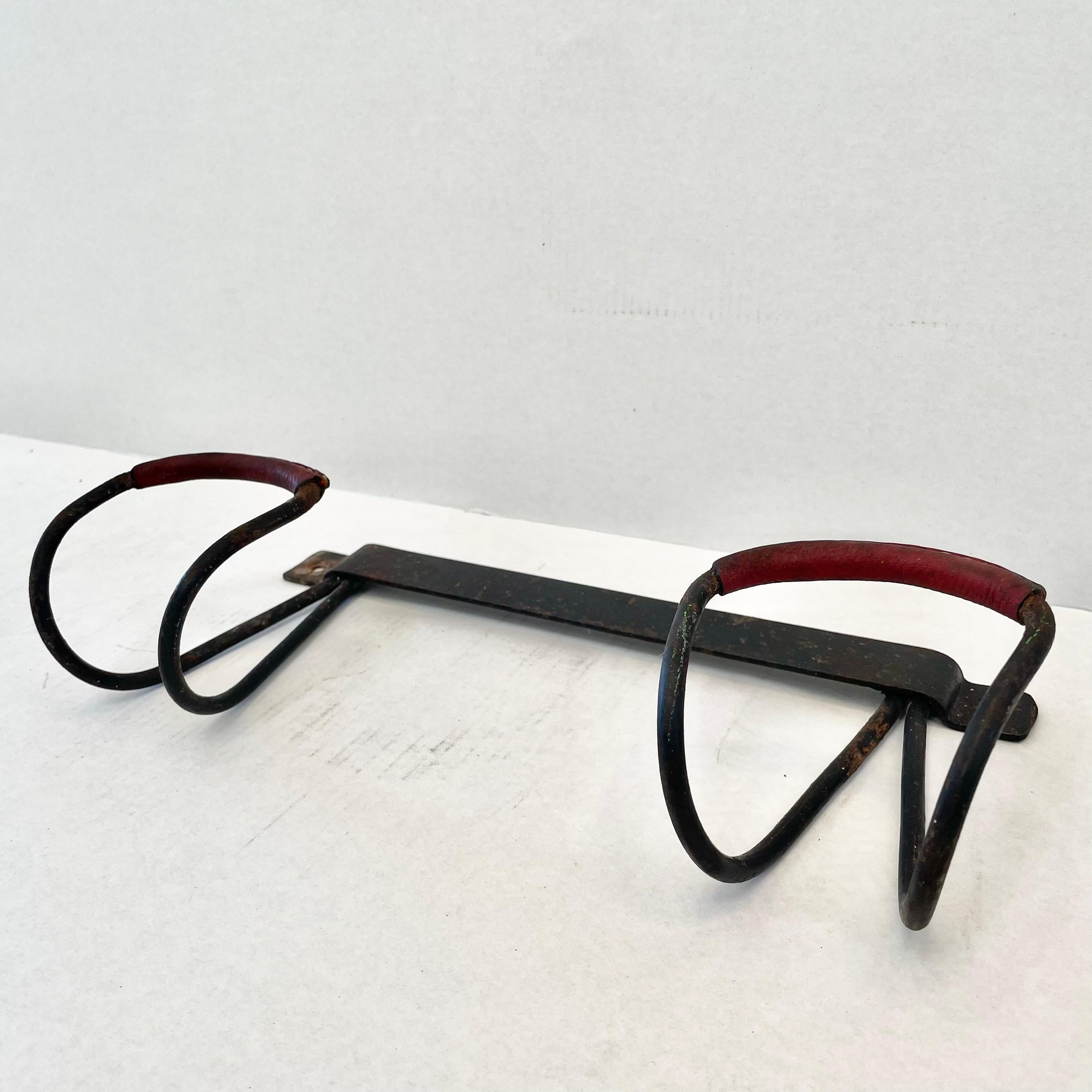Jacques Adnet Iron and Leather Coat Rack, 1950s France 4