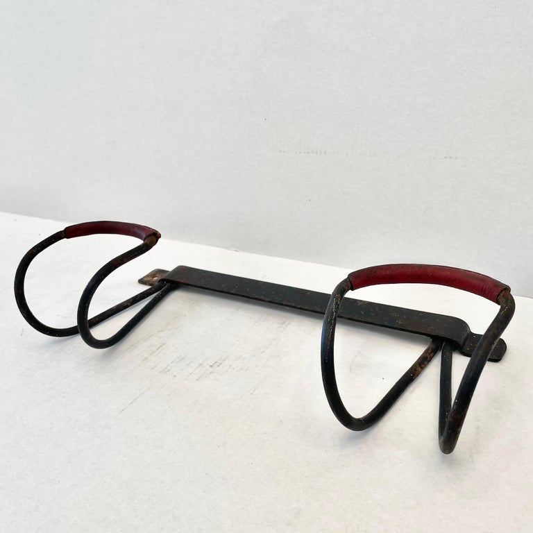Jacques Adnet Iron and Leather Coat Rack, 1950s France For Sale 4