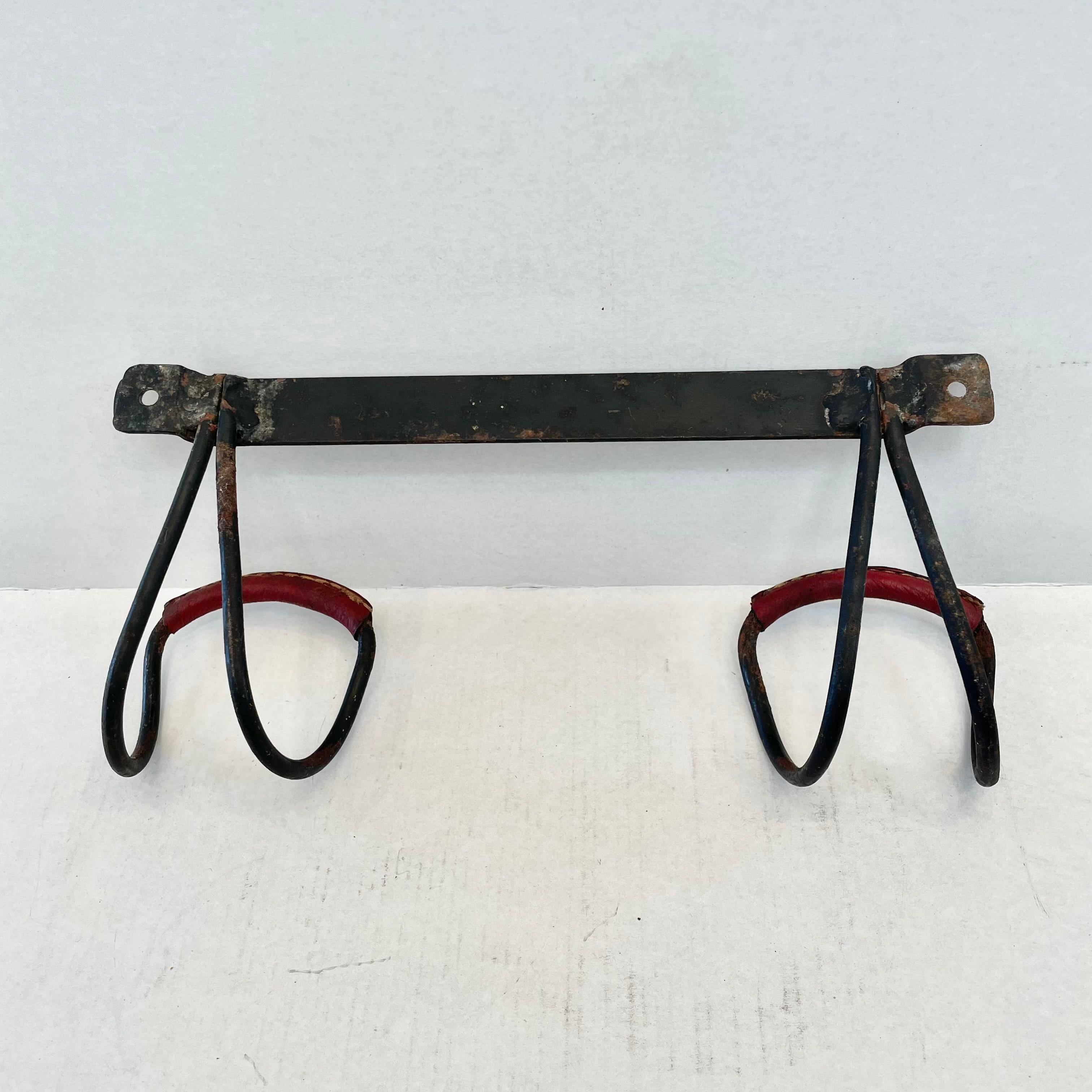 Jacques Adnet Iron and Leather Coat Rack, 1950s France 5