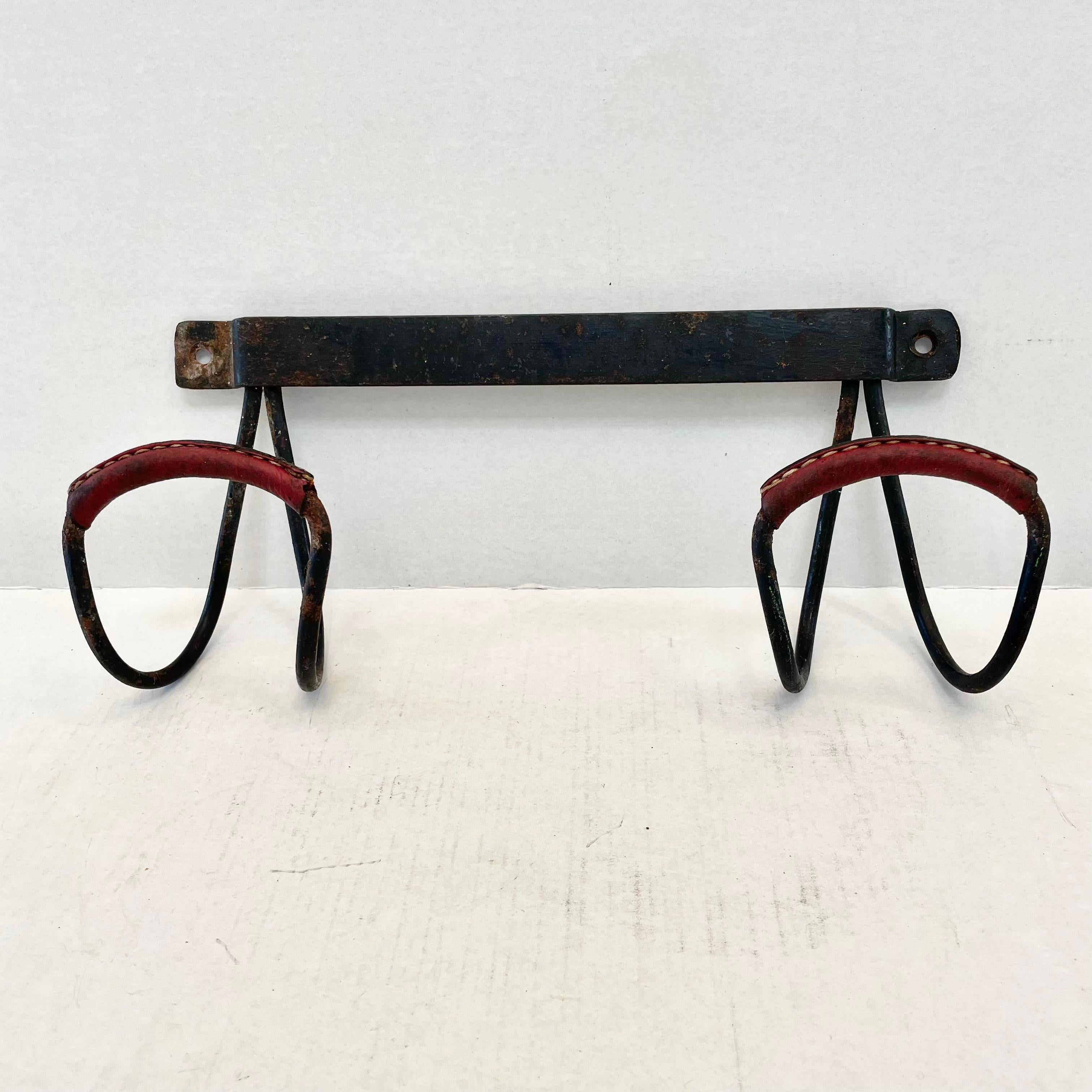 Jacques Adnet Iron and Leather Coat Rack, 1950s France 6