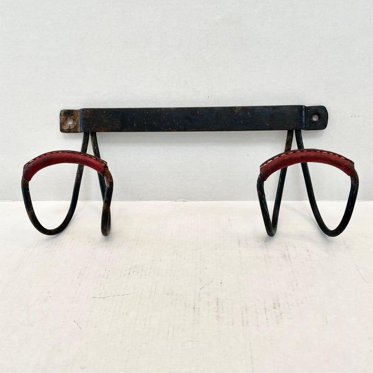 Jacques Adnet Iron and Leather Coat Rack, 1950s France For Sale 6