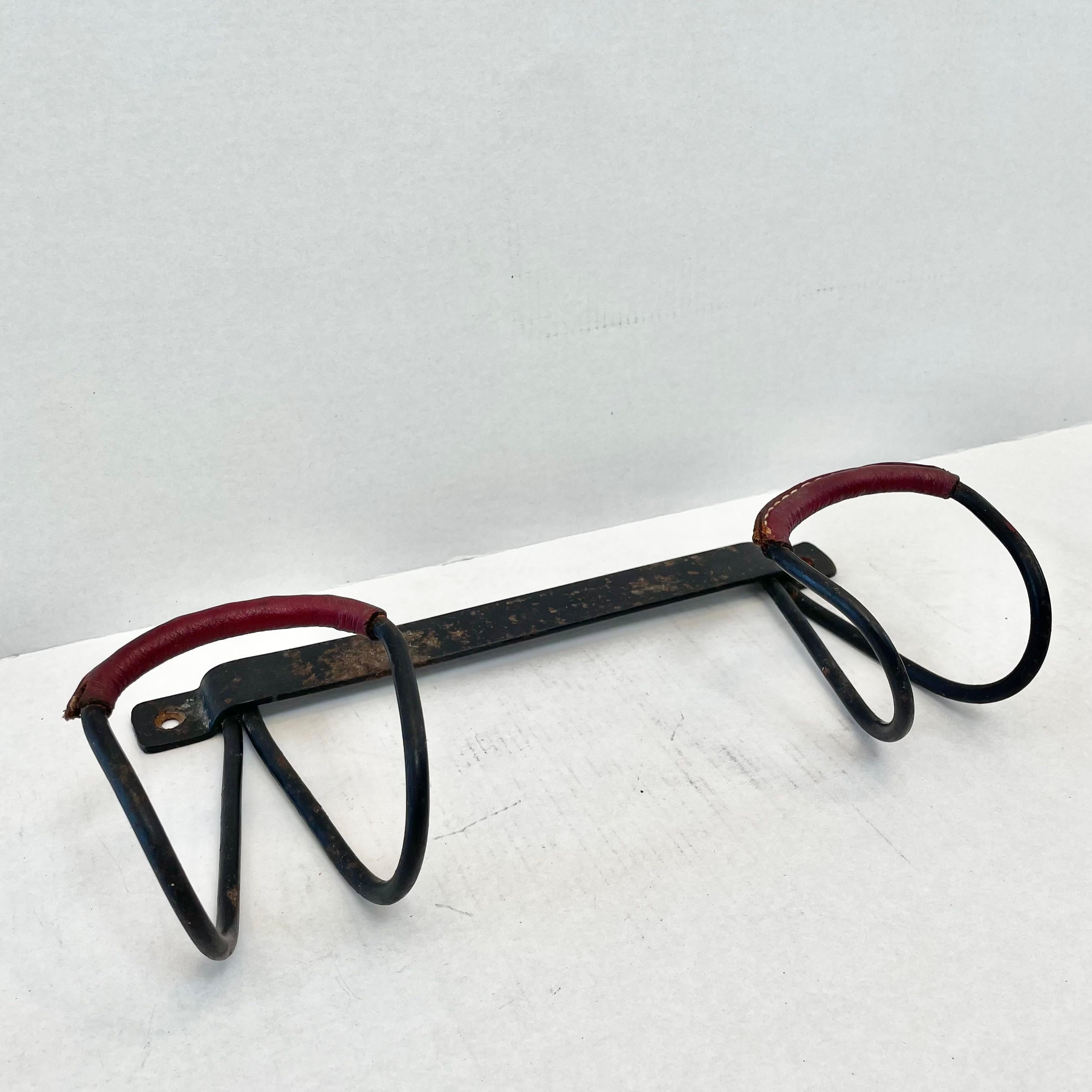 Jacques Adnet Iron and Leather Coat Rack, 1950s France 1