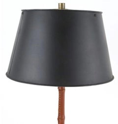Jacques Adnet Iron and Leather Table Lamp