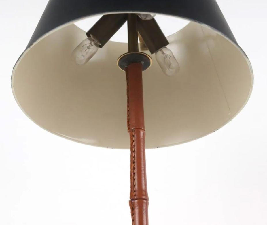 Jacques Adnet Iron and Leather Table Lamp  In Good Condition In Brooklyn, NY