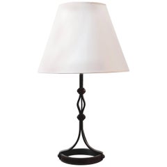 Jacques Adnet Iron and Leather Table Lamp