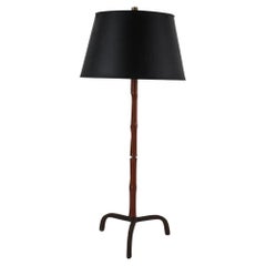 Jacques Adnet Iron and Leather Table Lamp 