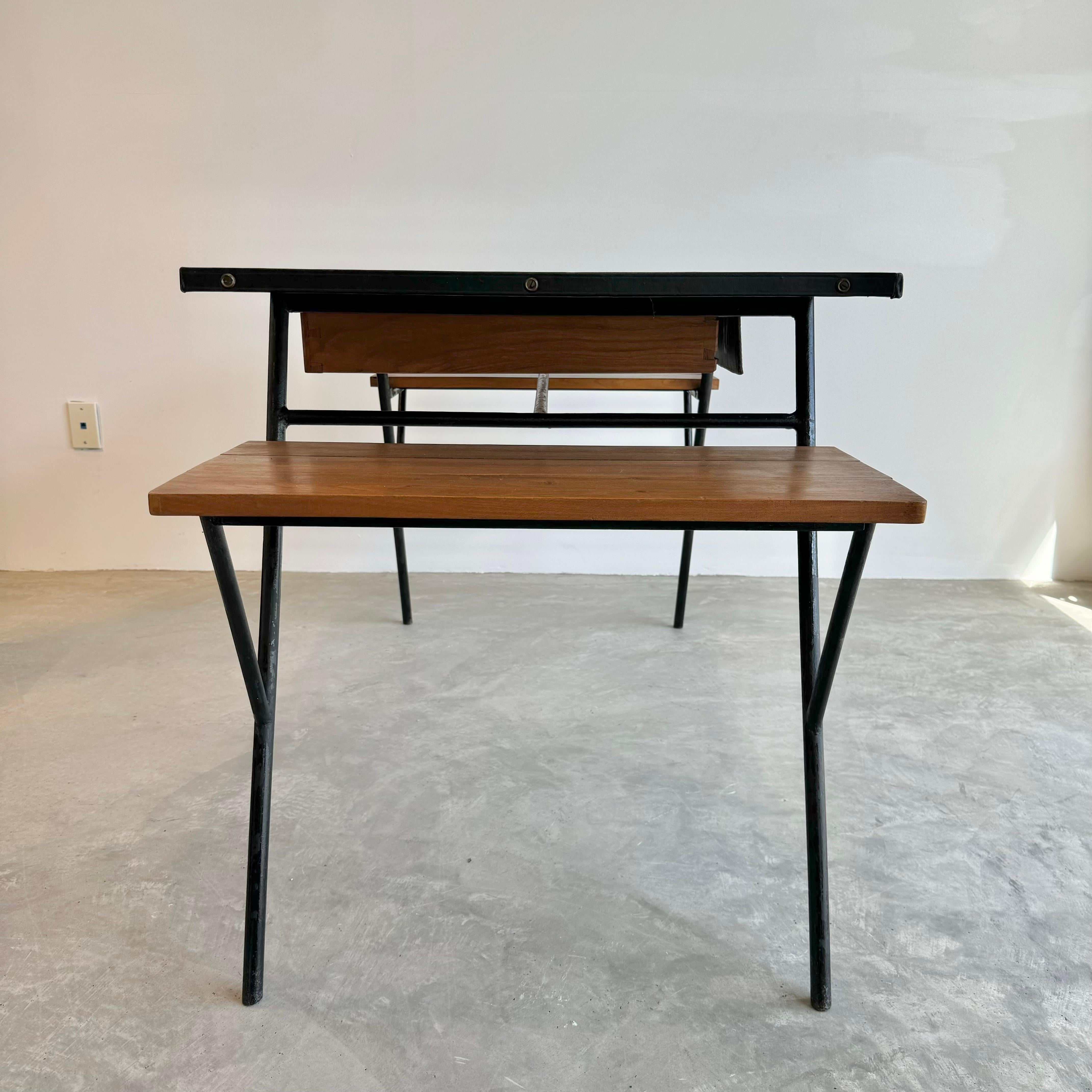 Jacques Adnet Iron and Oak Desk, 1950s France For Sale 6