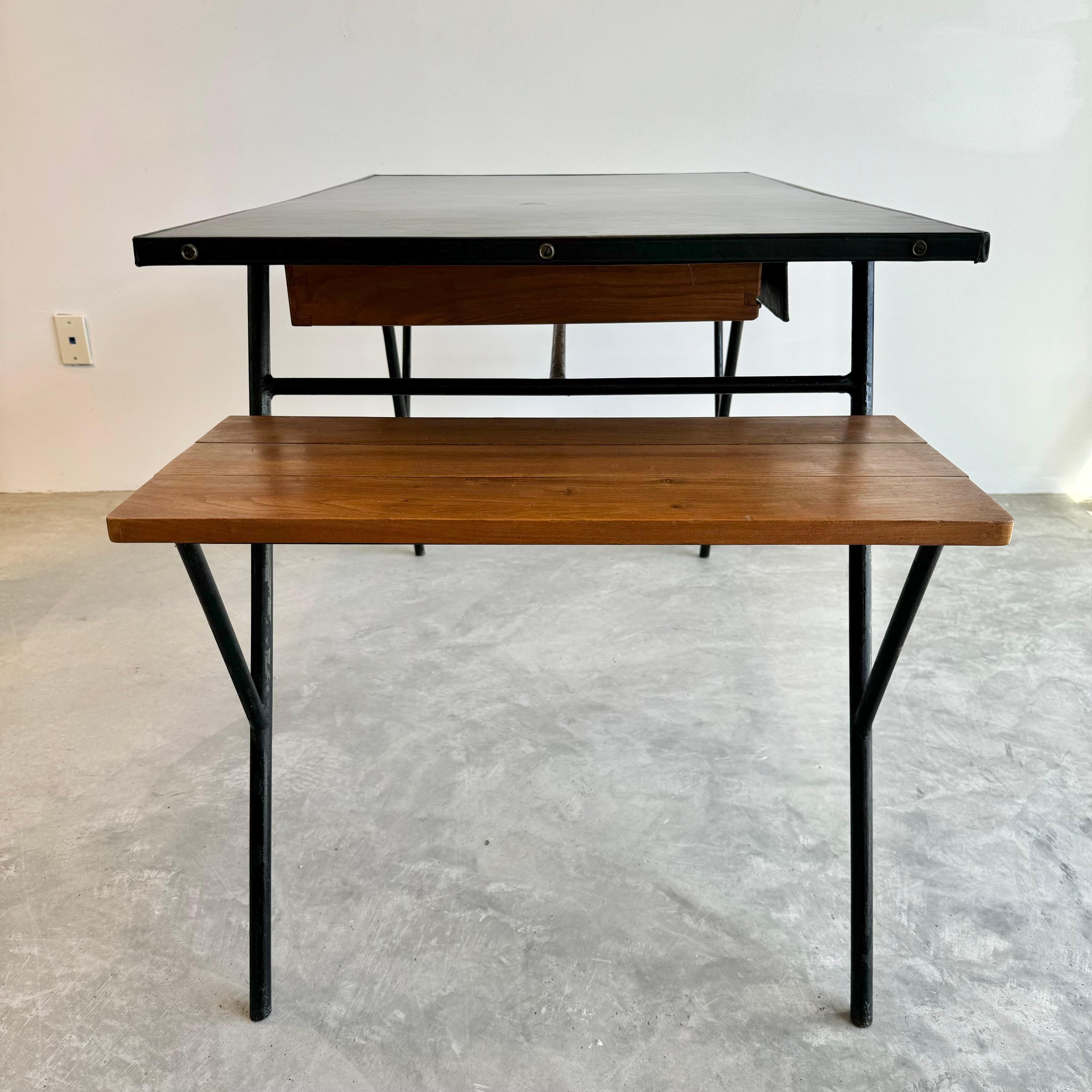 Jacques Adnet Iron and Oak Desk, 1950s France For Sale 7