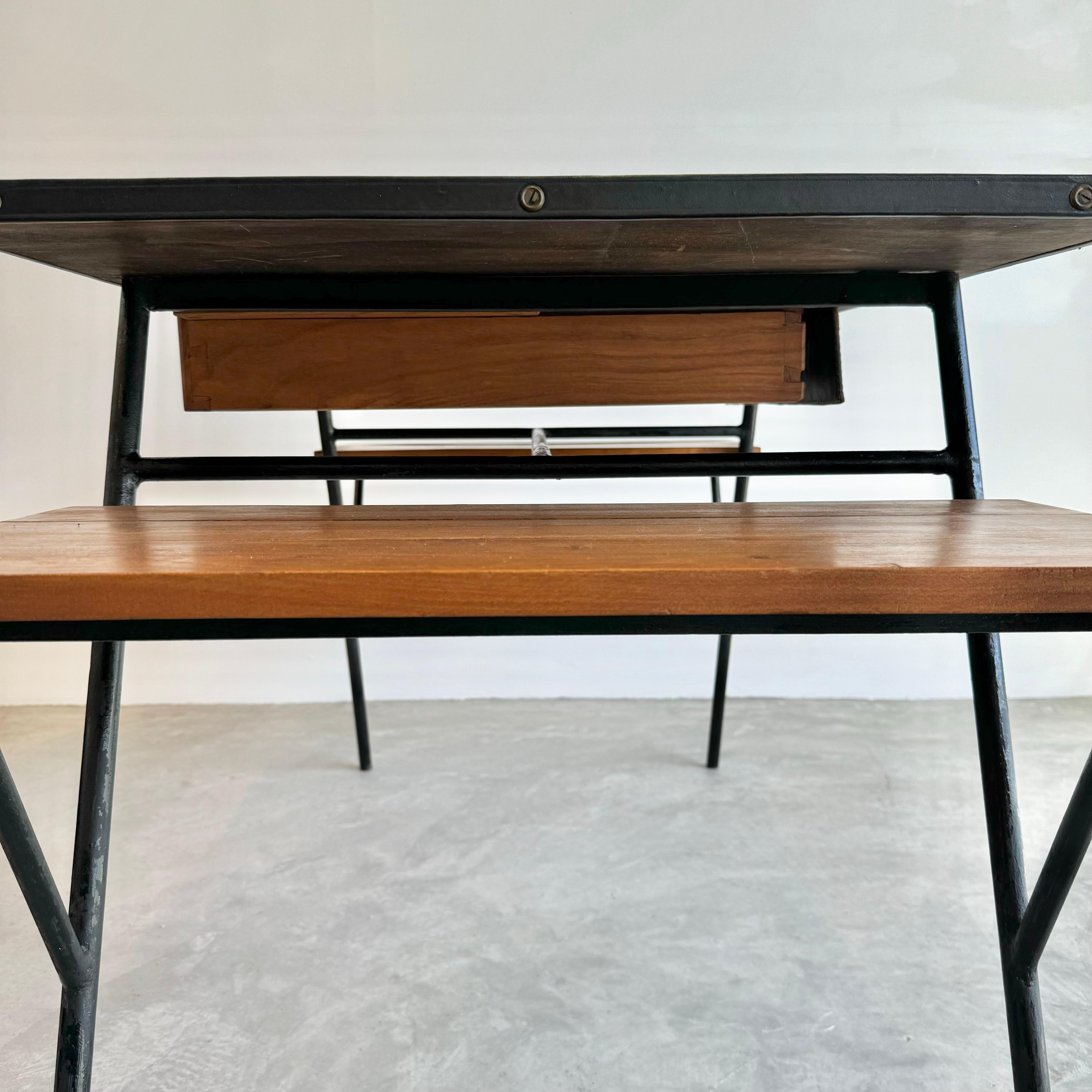 Jacques Adnet Iron and Oak Desk, 1950s France For Sale 8