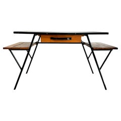 Jacques Adnet Iron and Oak Desk, 1950s France