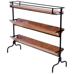 Jacques Adnet, Lacquered Metal and Elm Bookcase, Compagnie Des Arts Français 195
