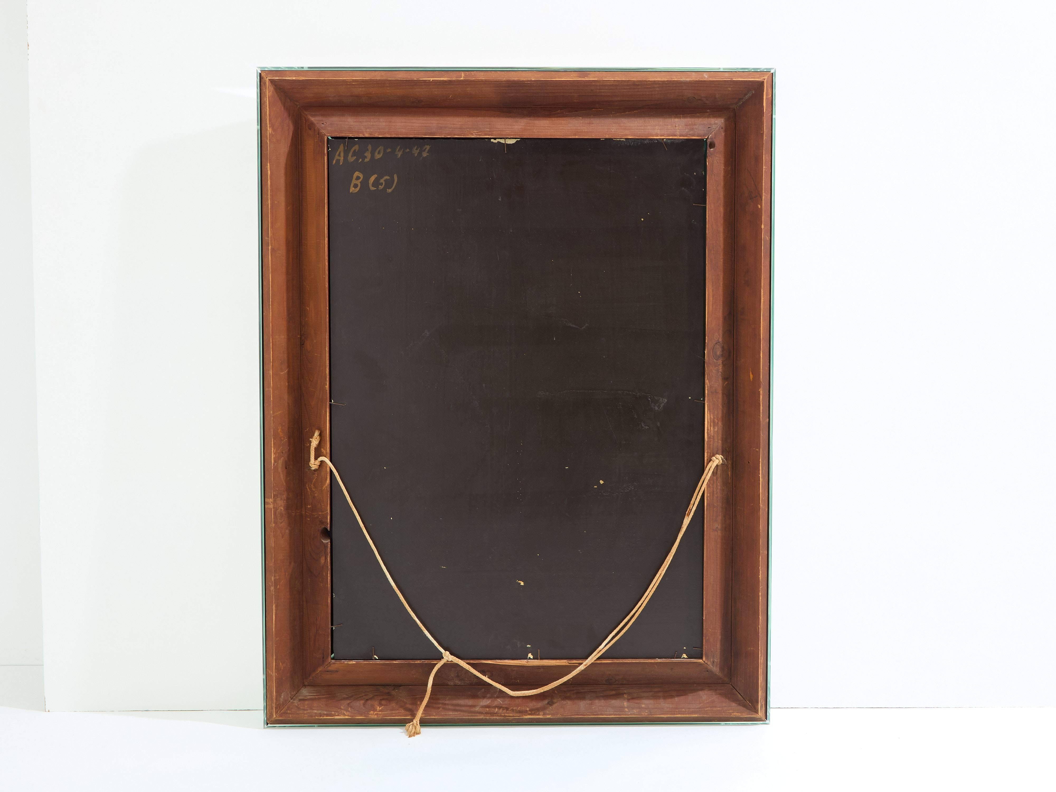 Jacques Adnet large Art deco parclose mirror 1947 In Good Condition For Sale In Paris, IDF
