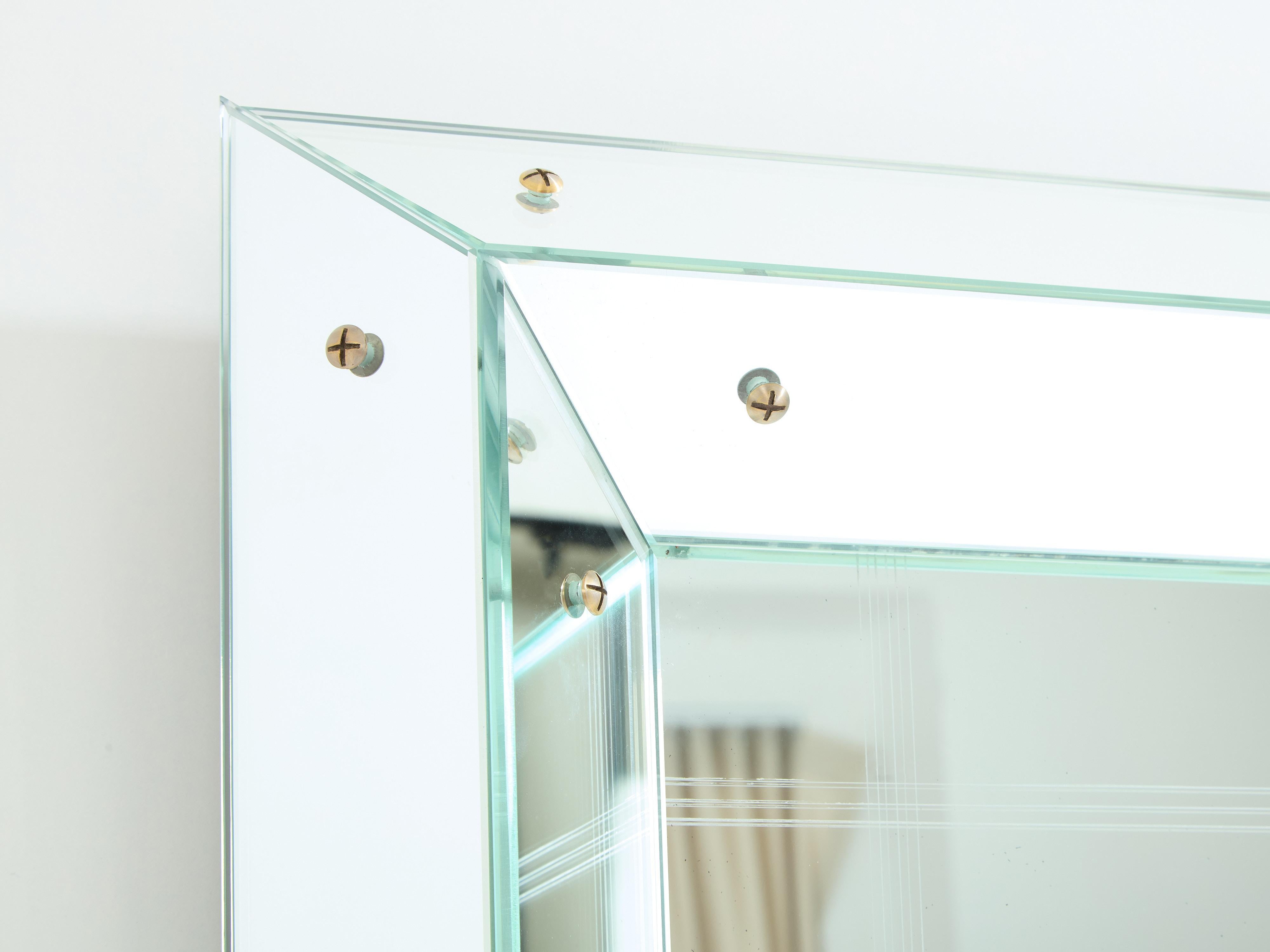 Mirror Jacques Adnet large Art deco parclose mirror 1947 For Sale