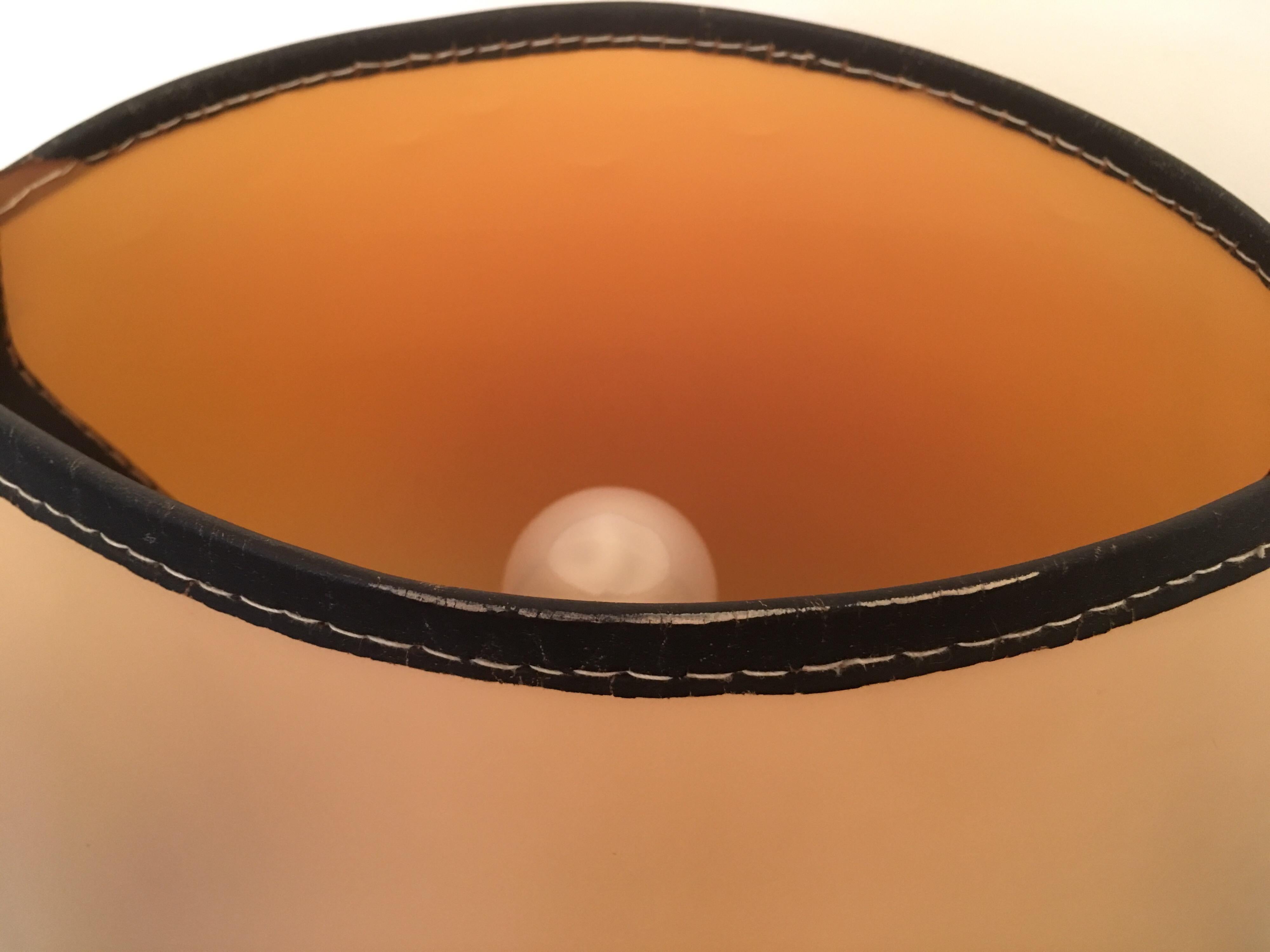 Jacques Adnet Large Equestrian Black Stitched Leather Table Lamp, French 1950s For Sale 11