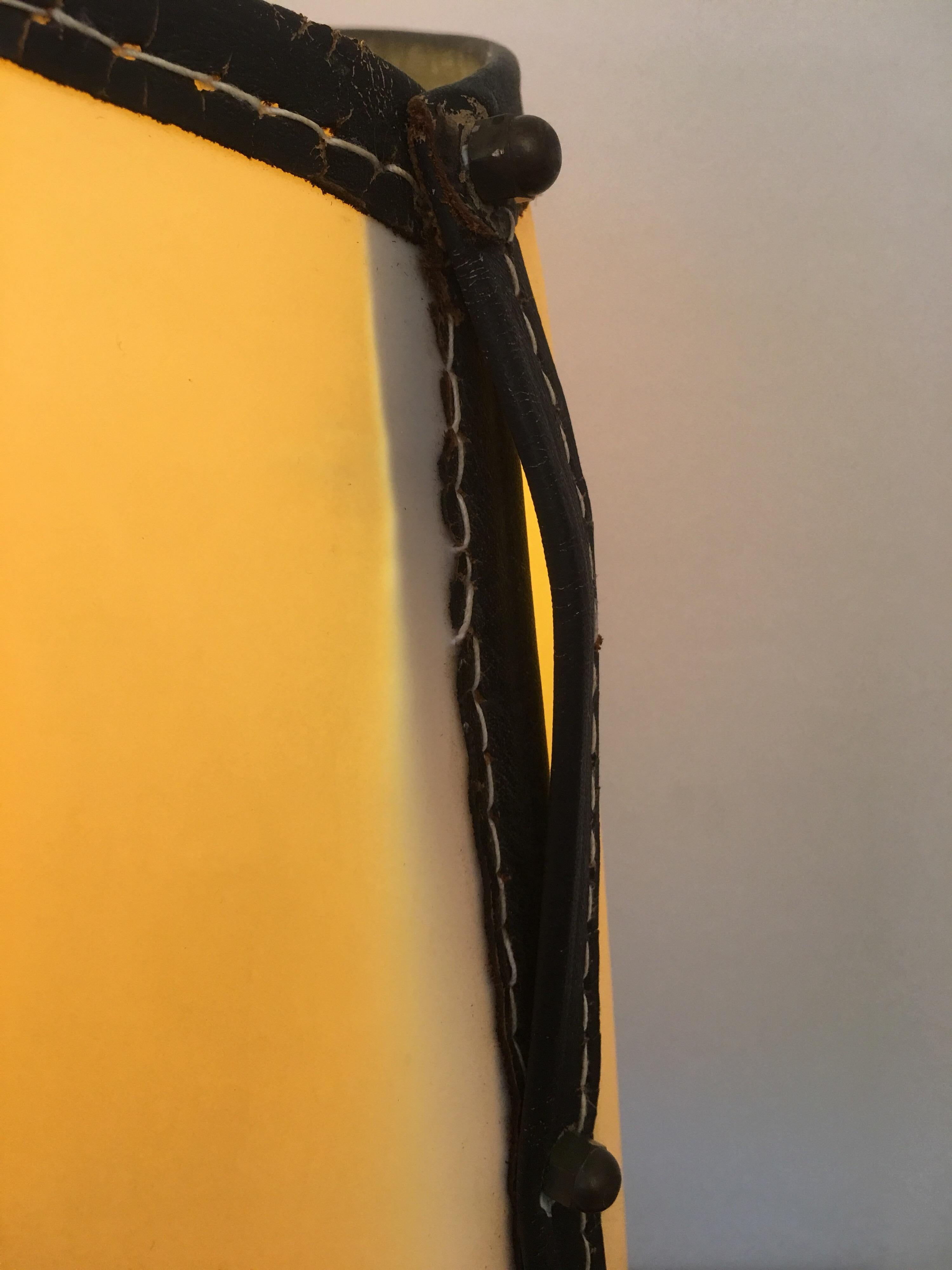 Jacques Adnet Large Equestrian Black Stitched Leather Table Lamp, French 1950s For Sale 12