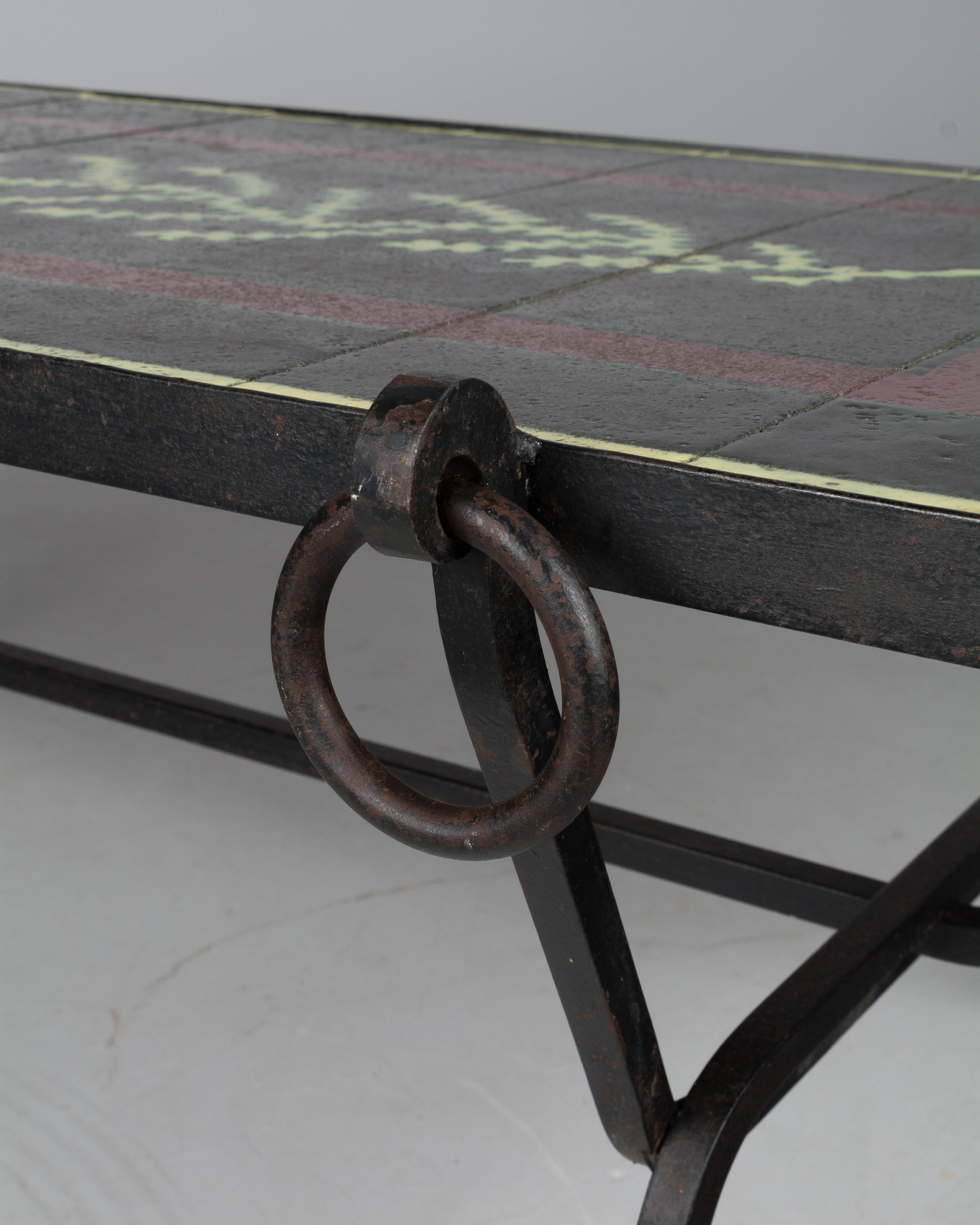 Jacques Adnet Lava Stone Iron Table 1