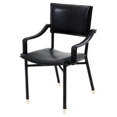 Jacques Adnet leather and brass desk chair 1950