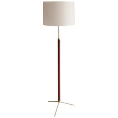 Jacques Adnet Leather and Brass Floor Lamp